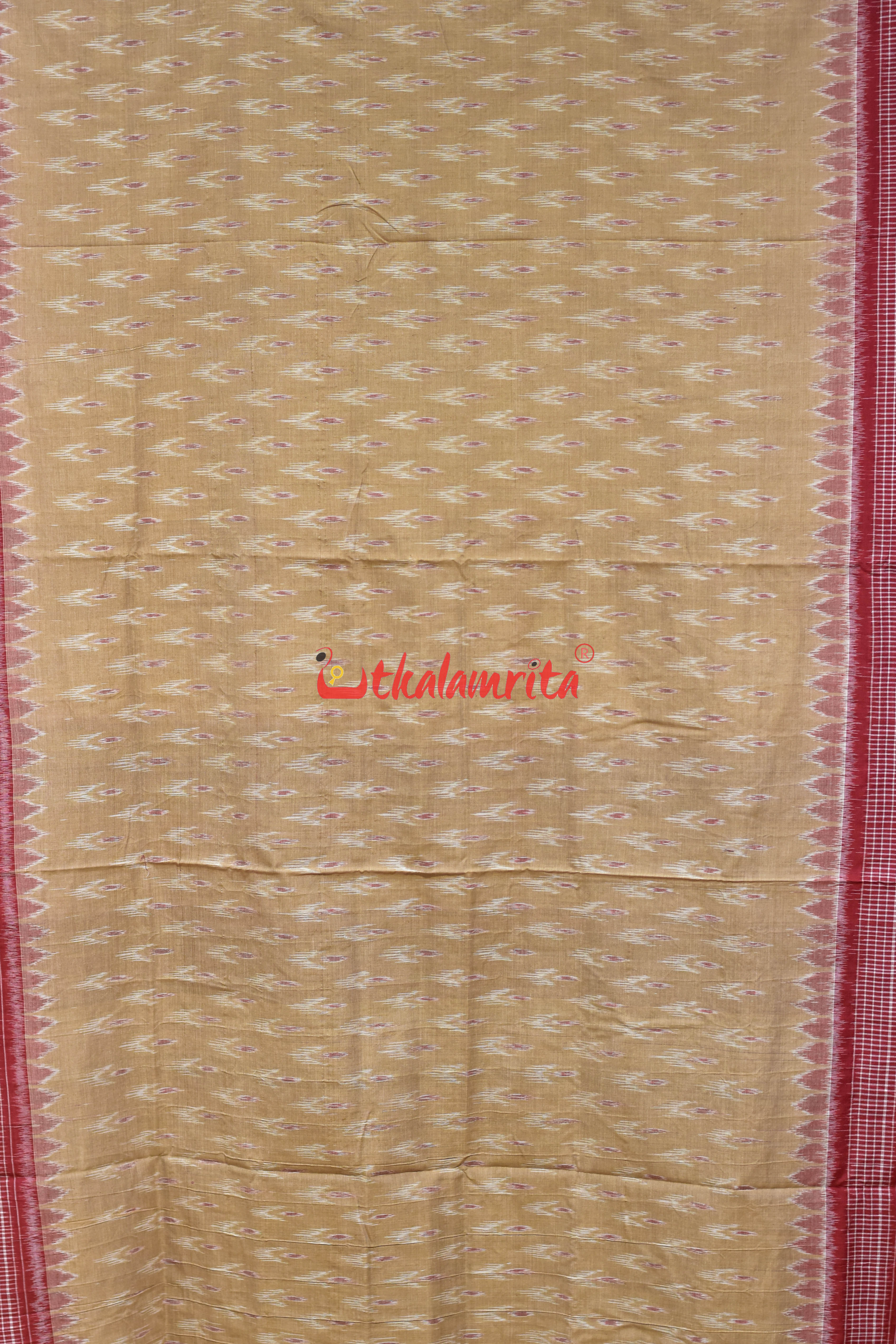 Cream Maroon Chandrika Khandua Cotton Saree
