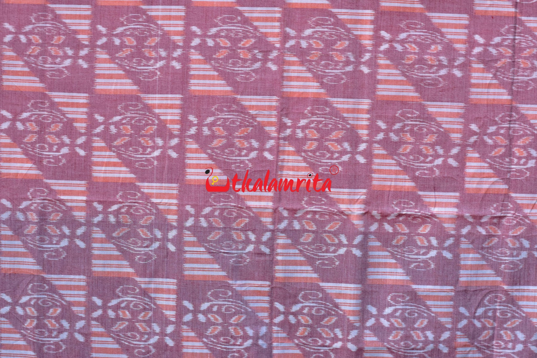 Peach Blue Khandua Cotton Saree