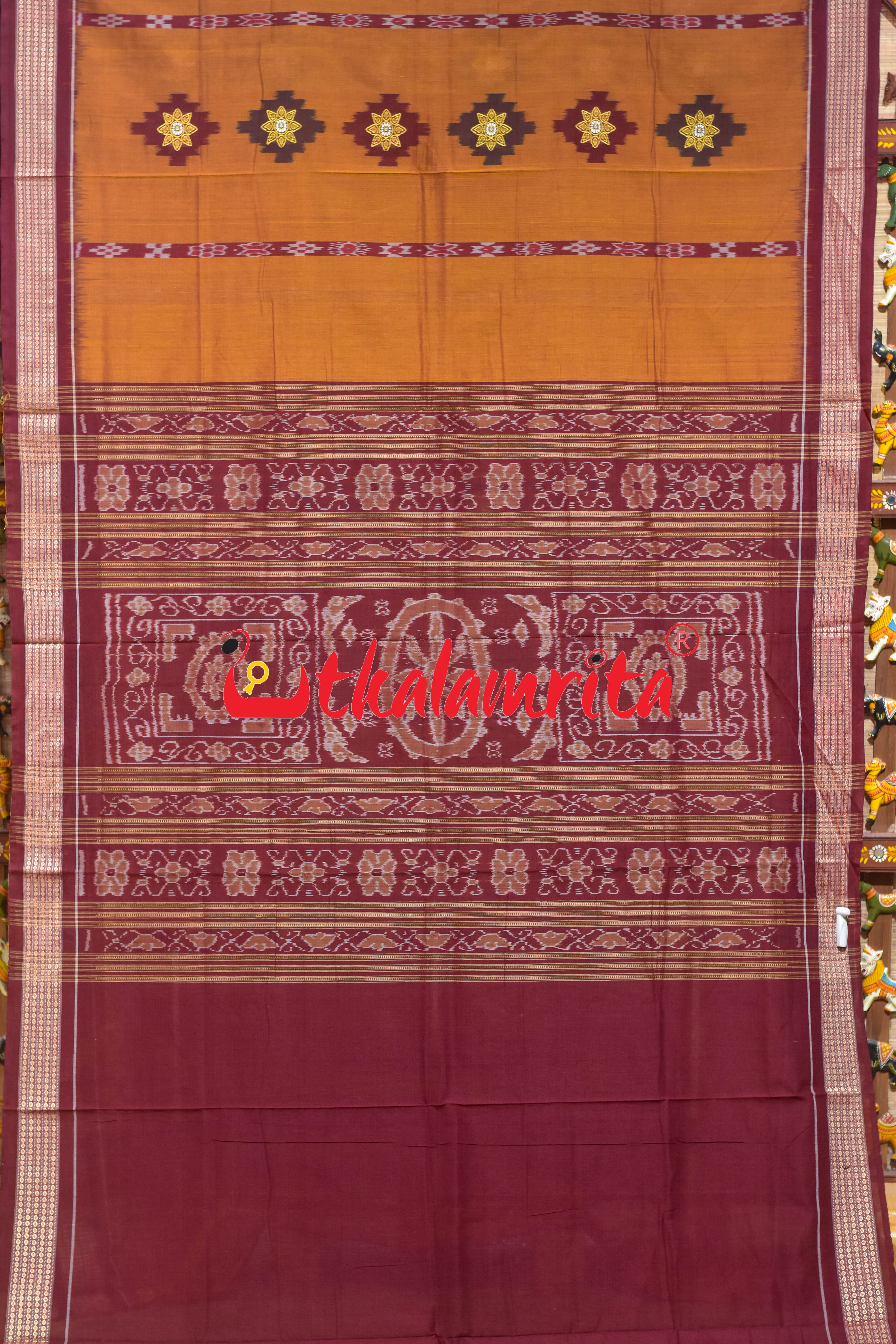 Mustard Sakta Bandha Bomkai Cotton Saree