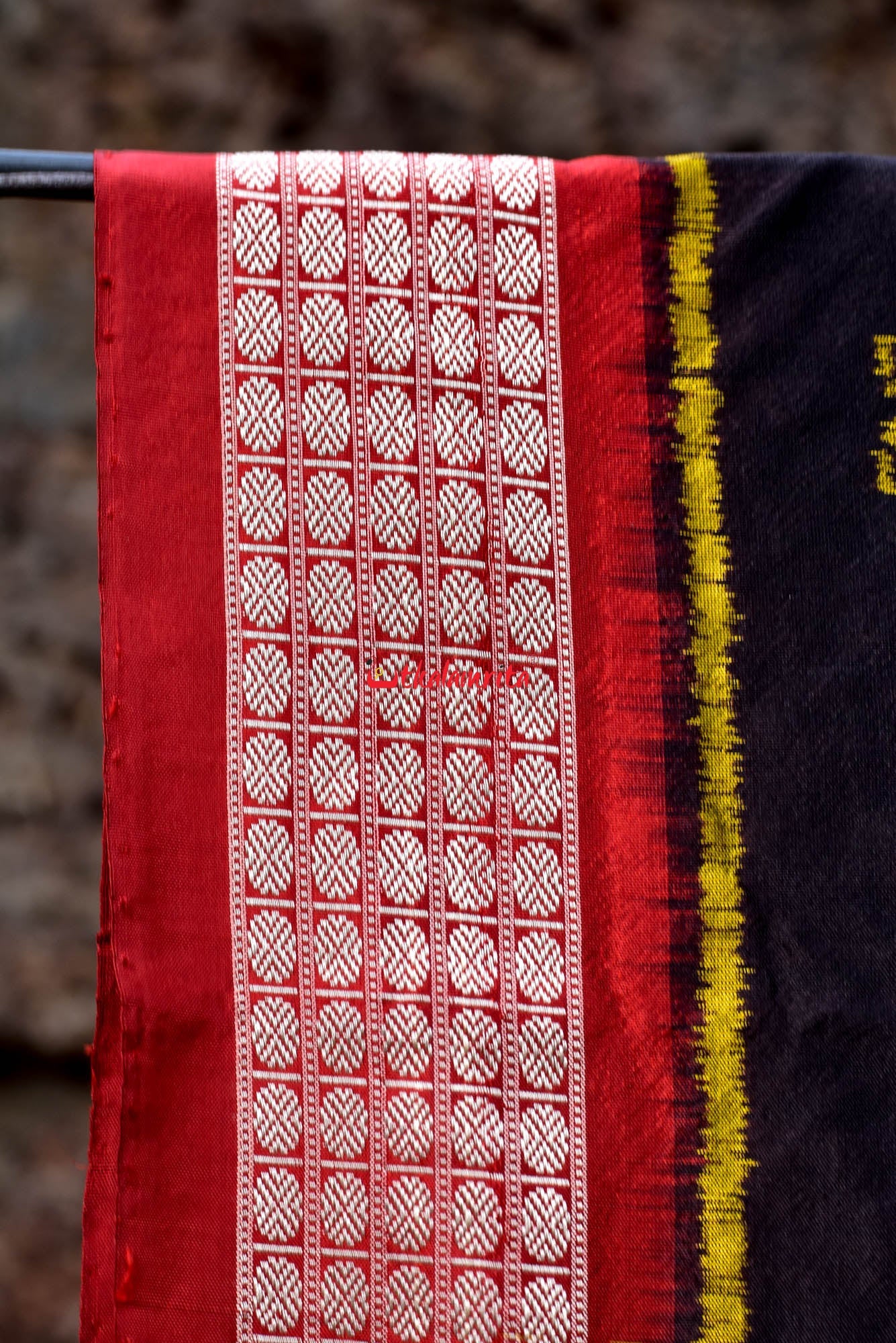 Sri Jantra Black Red Sambalpuri Silk