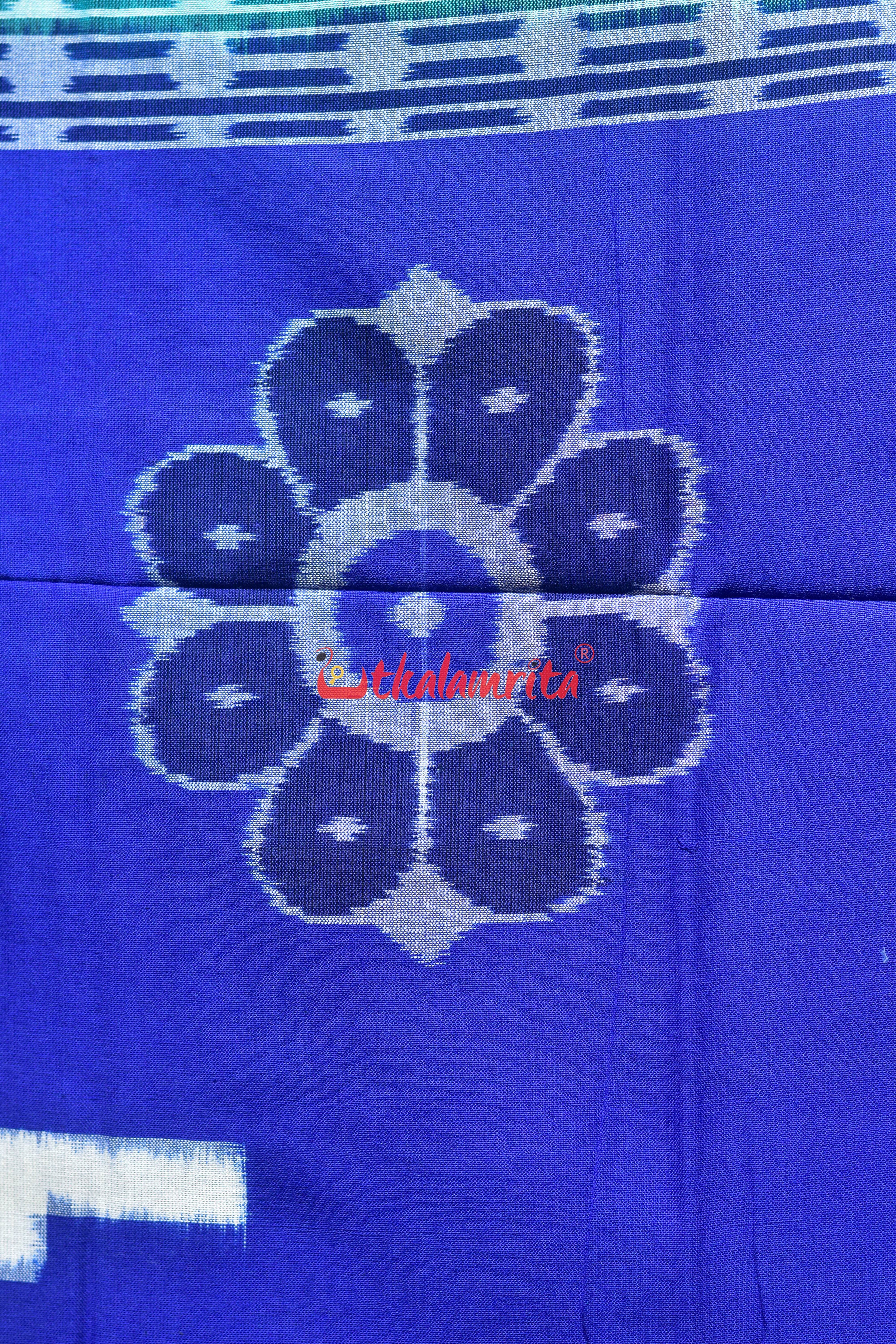 Blue Green Flower Bandha Cotton (Single Bedsheet)