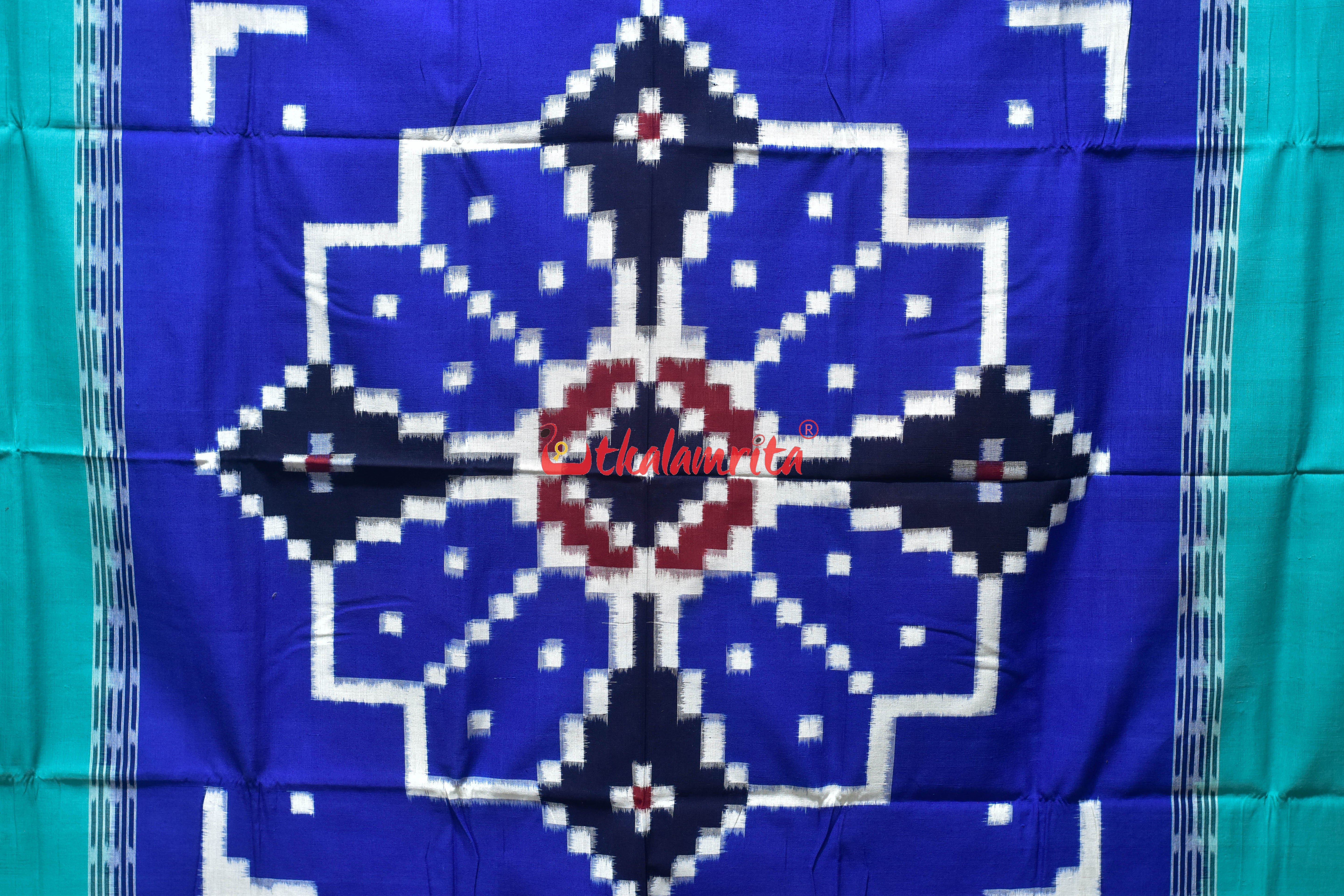 Blue Green Flower Bandha Cotton (Single Bedsheet)