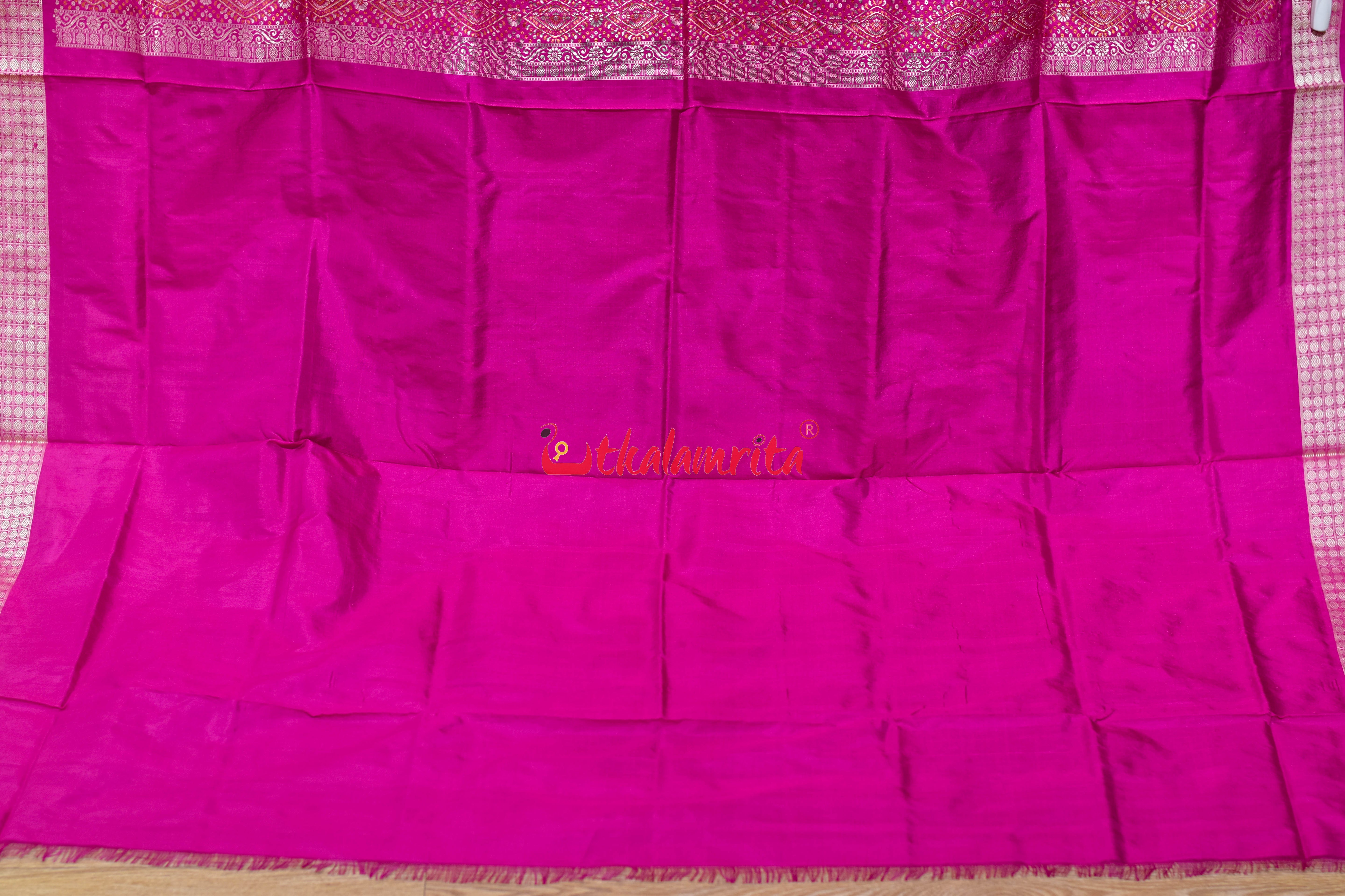 Golden Blue Rani Mayura Mukuta Bomkai Silk Saree