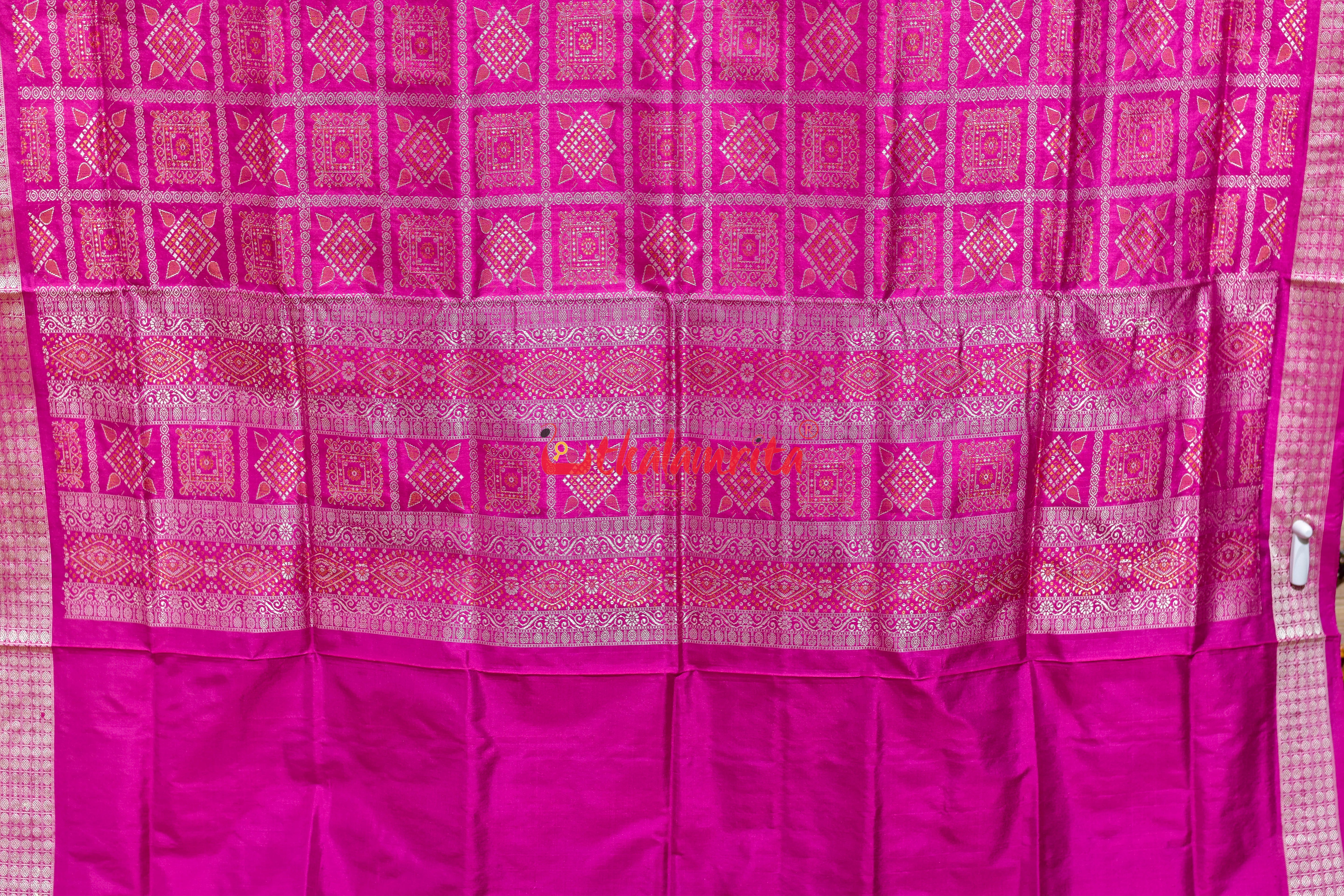 Golden Blue Rani Mayura Mukuta Bomkai Silk Saree