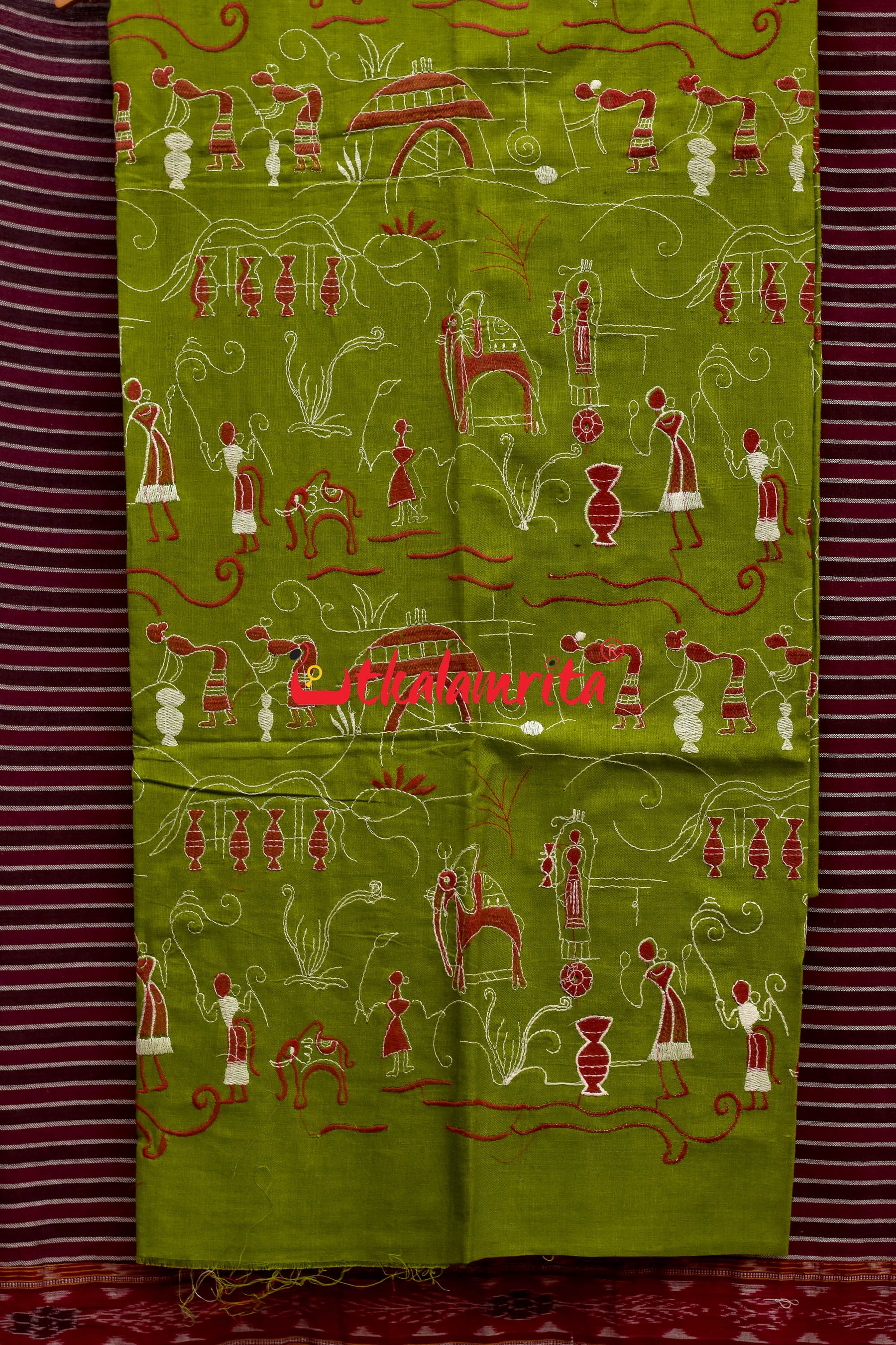 Pear Green Red Tribal Village Dress Set