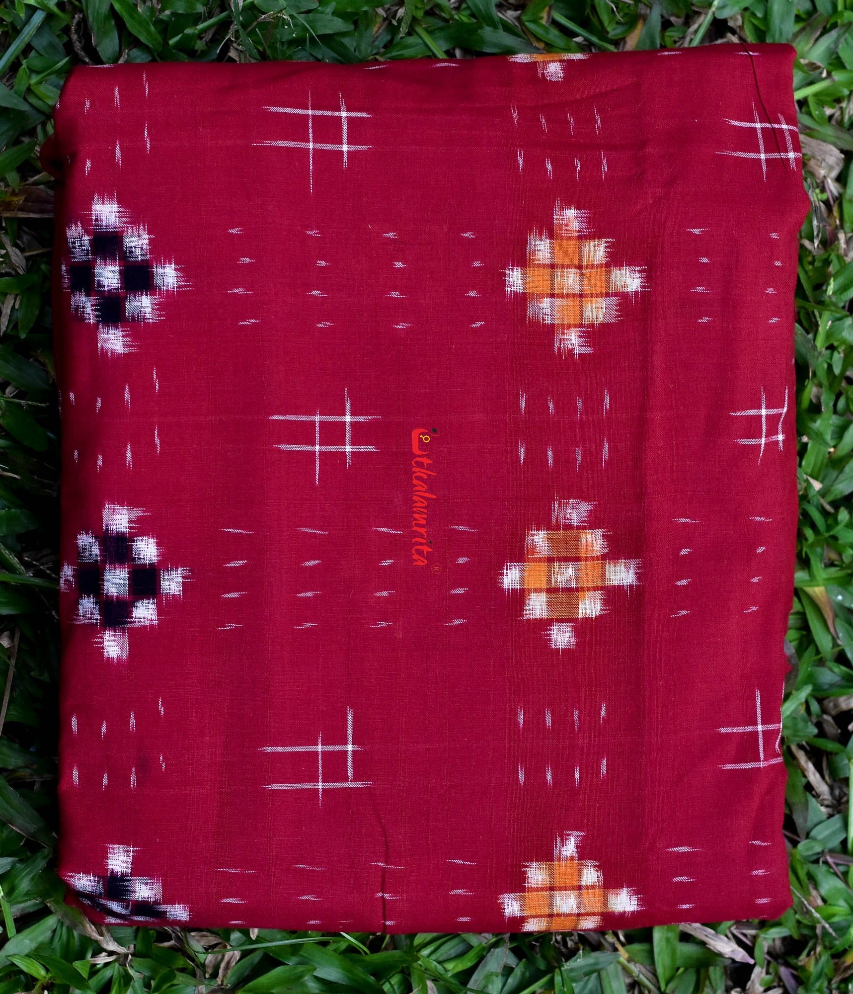 Yellow Maroon Star Sakta (Fabric)