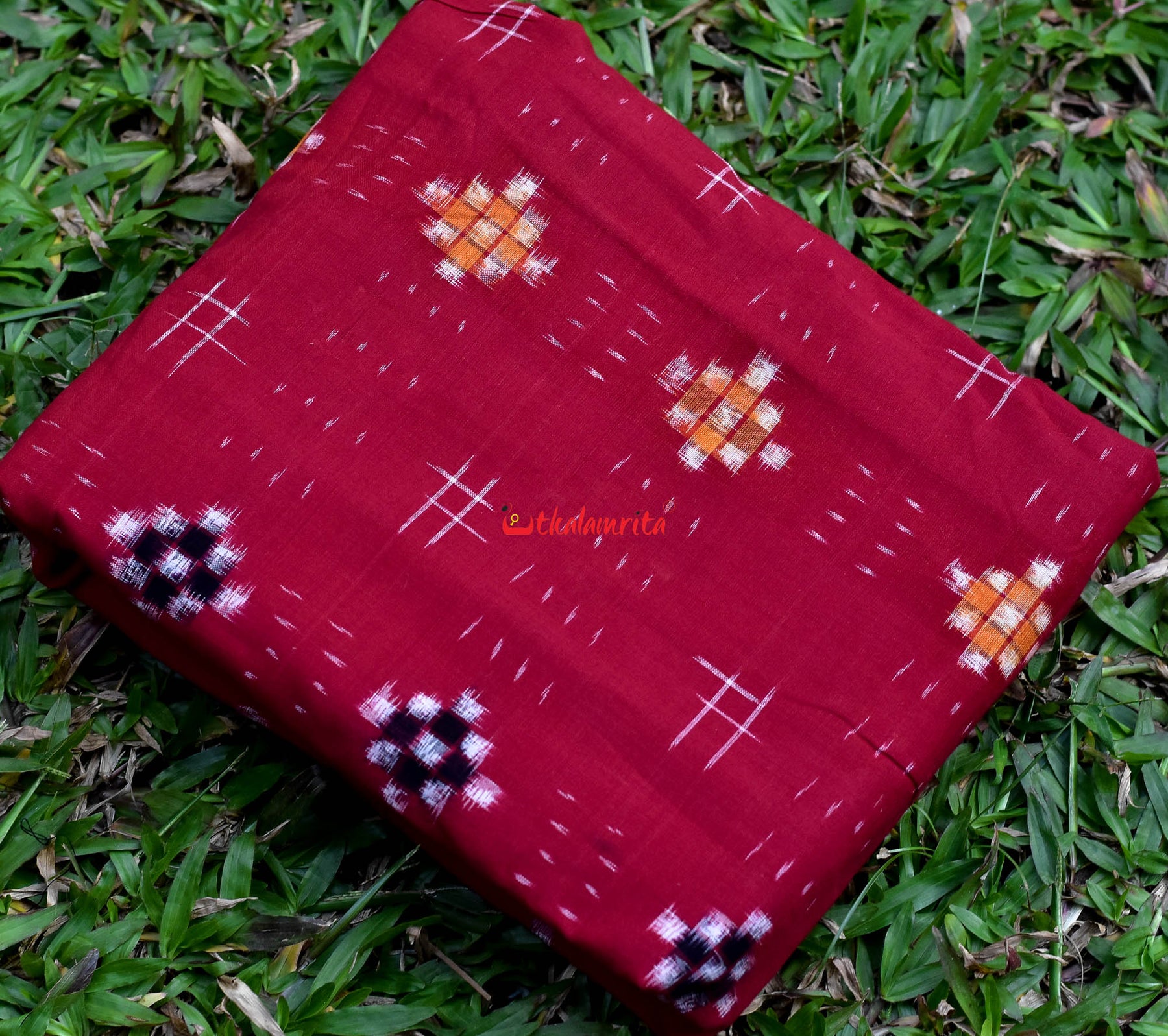 Yellow Maroon Star Sakta (Fabric)