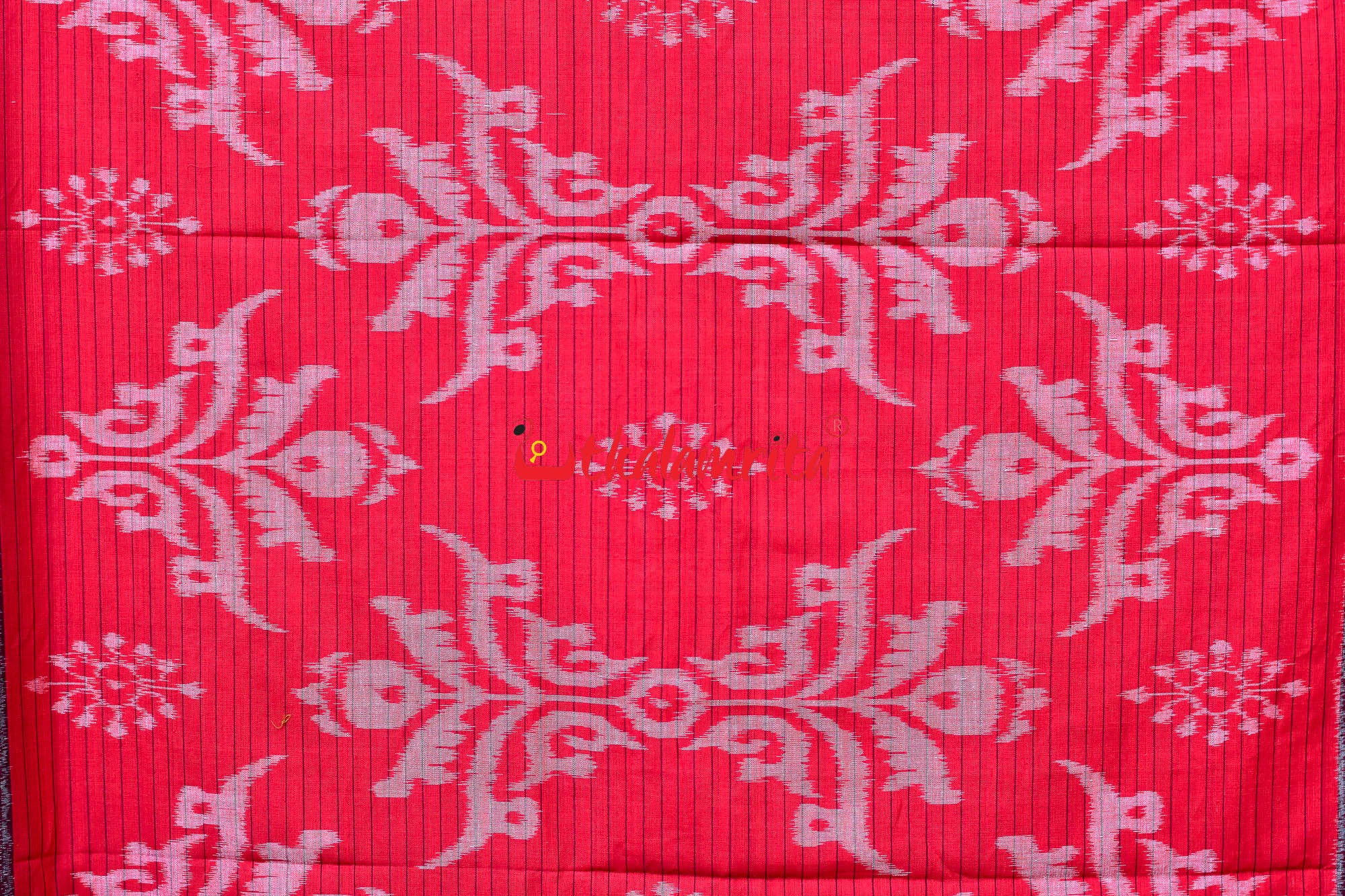 Red Maroon Sankha Khandua Cotton Saree
