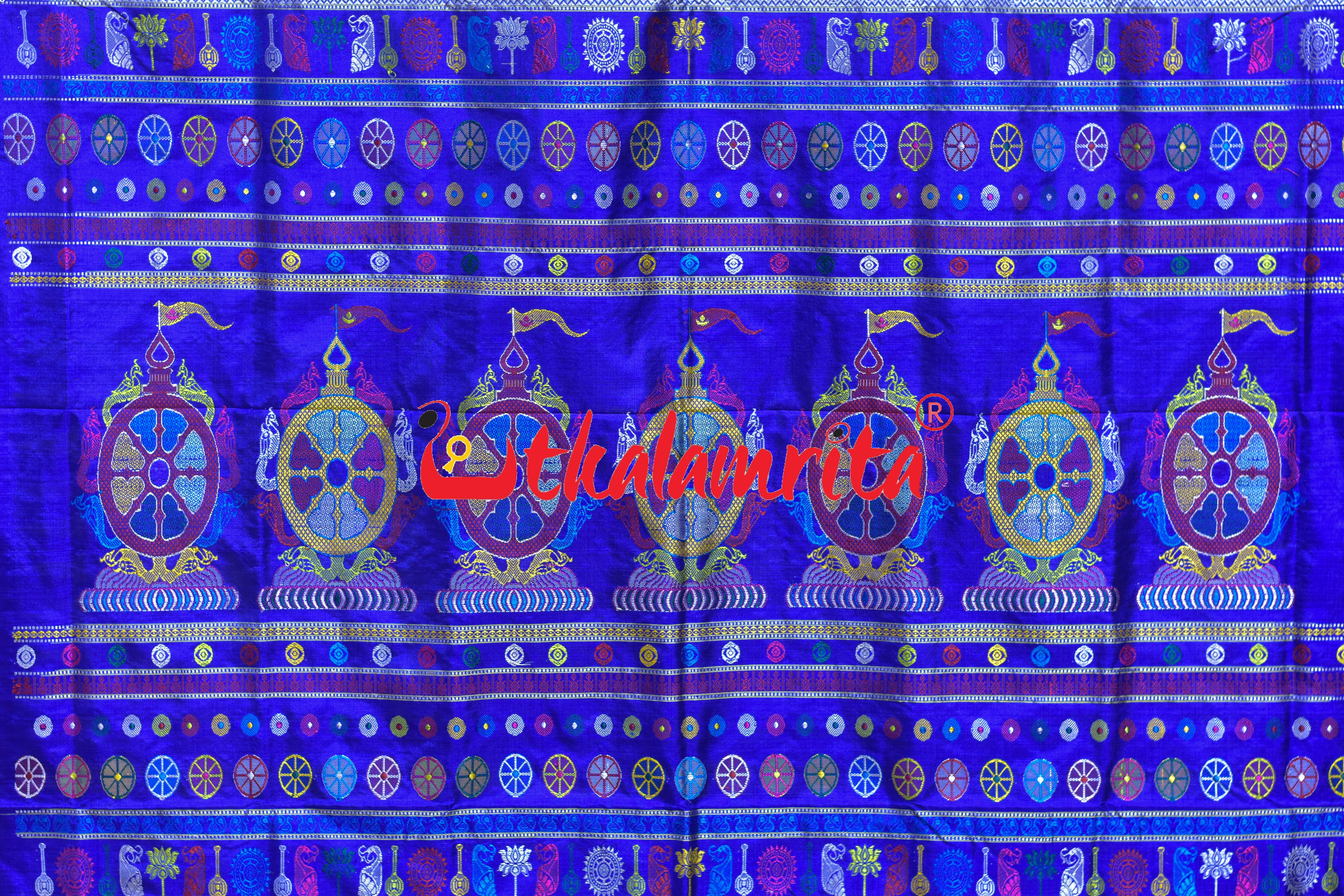 Yellow Blue Nilachakra Bomkai Silk Saree