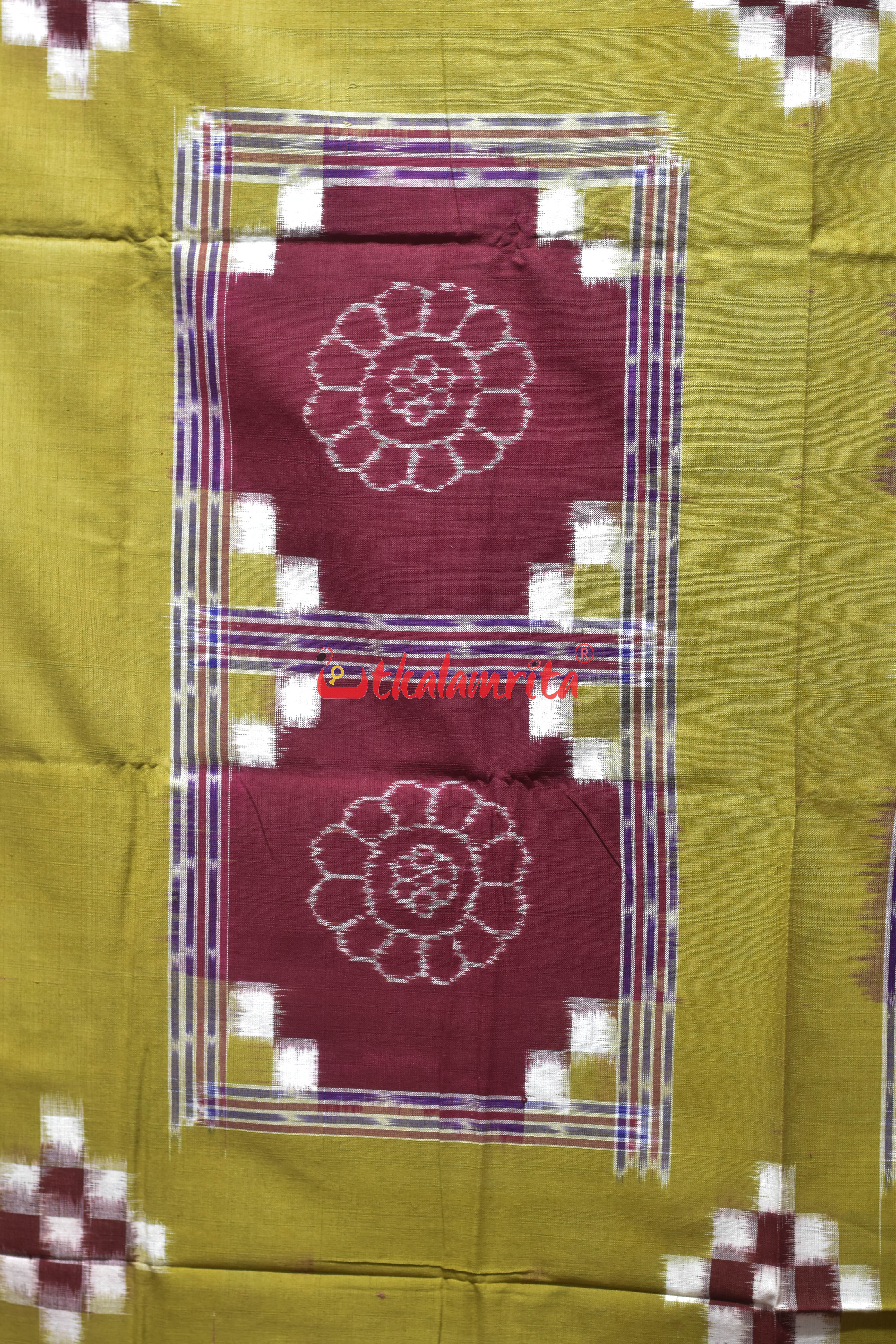Khaki Red Flower Bandha Cotton (Single Bedsheet)