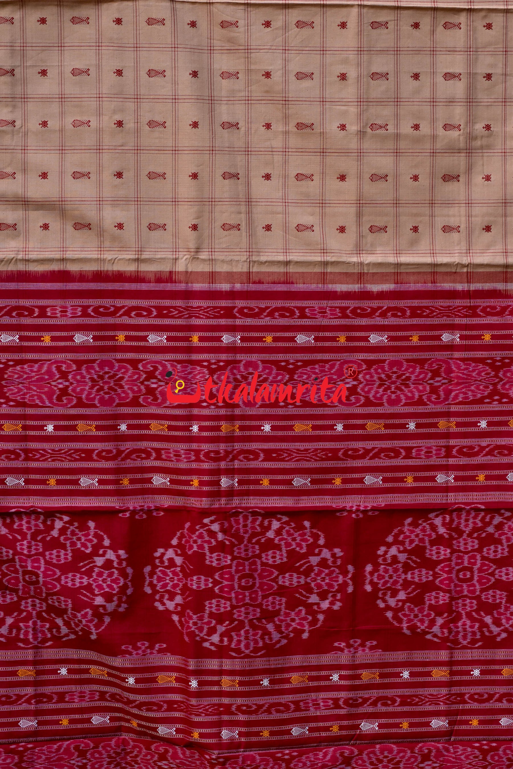 Hazar Buti Kaincha Fish Khandua Cotton Saree