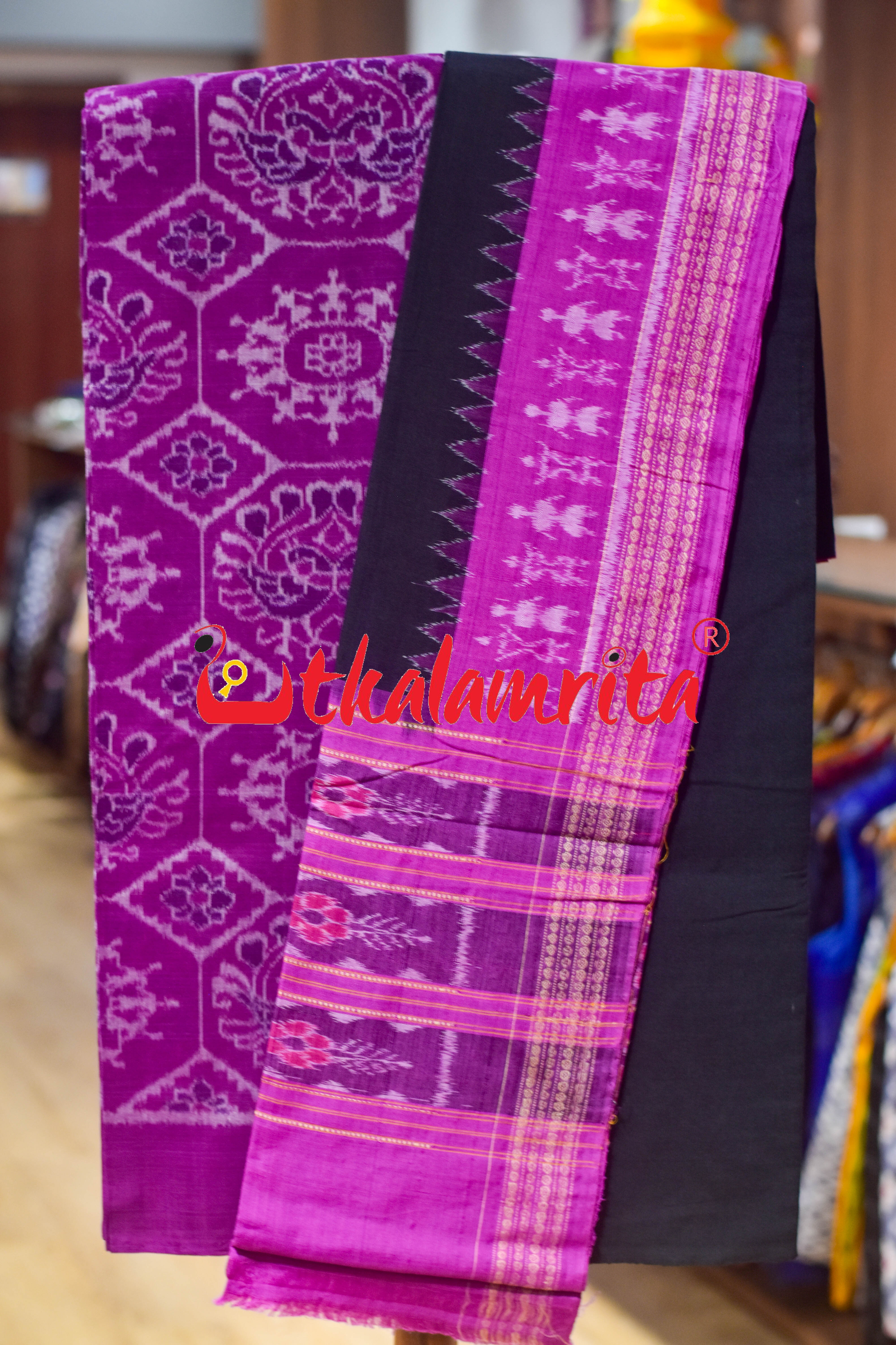 Purple Pentagon Mayura Tribal Sambalpuri Cotton Dress Set