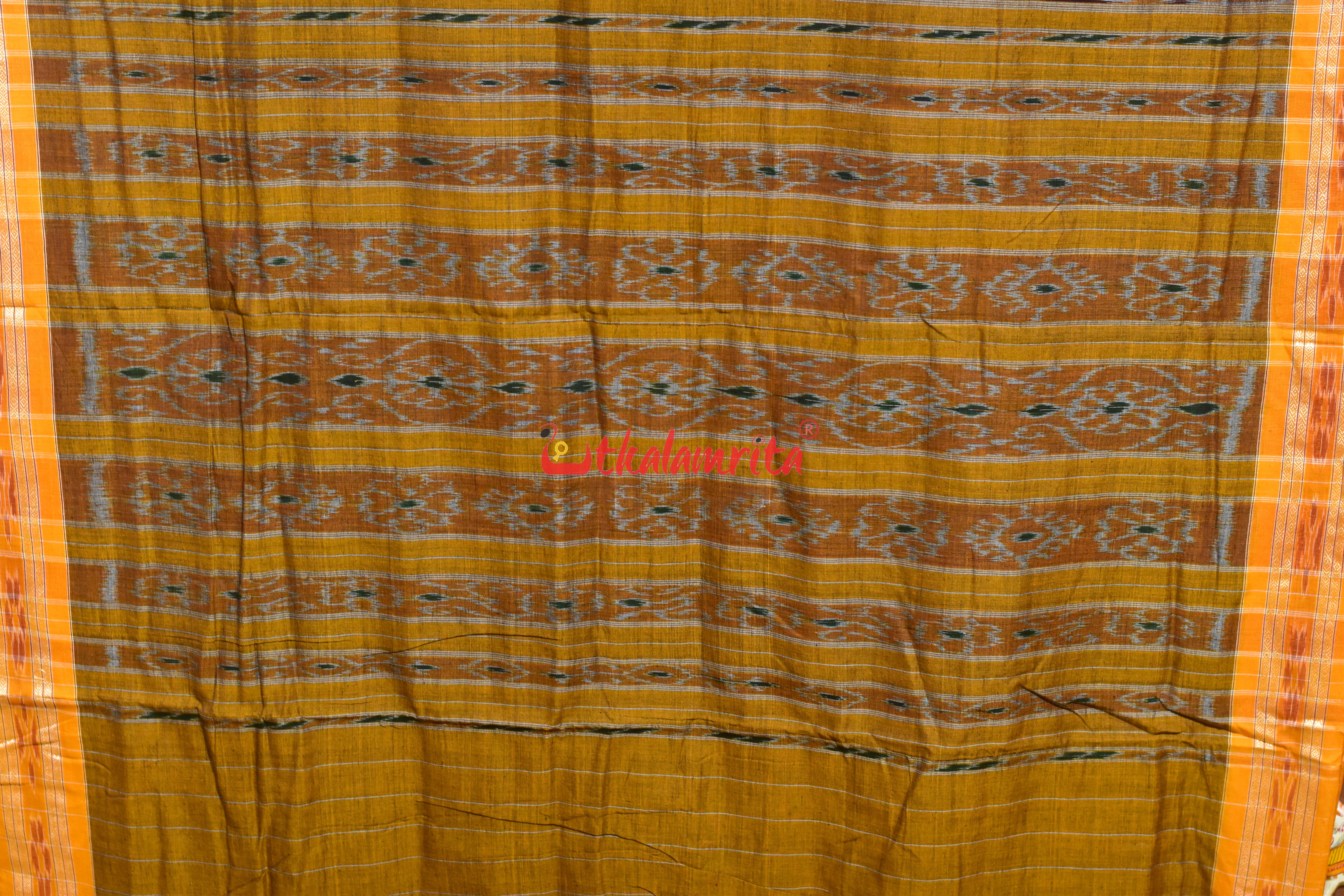 Coffee Yellow Pasapali Khandua Cotton Saree