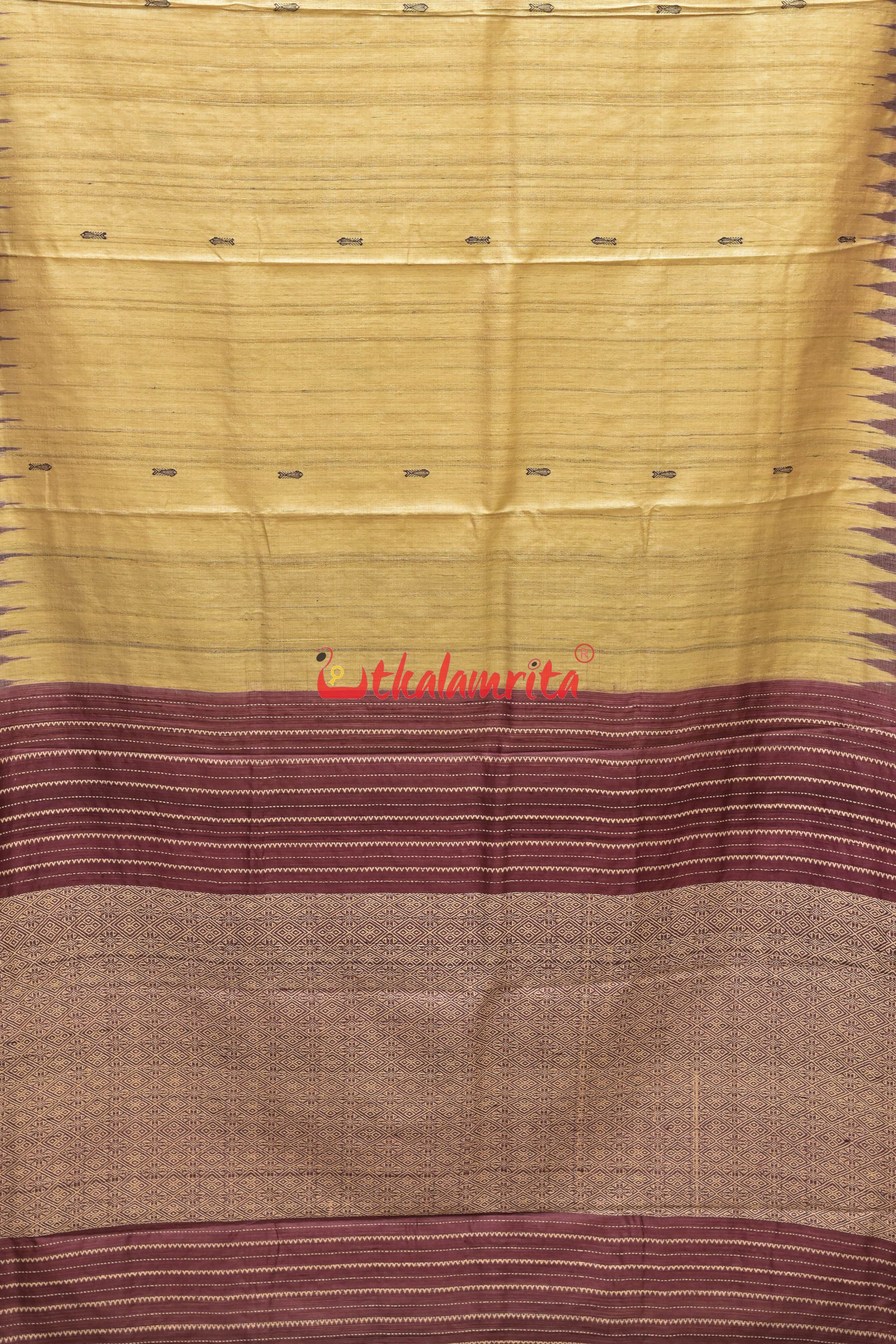 Fish Beige Coffee Jaala Work Tussar Saree
