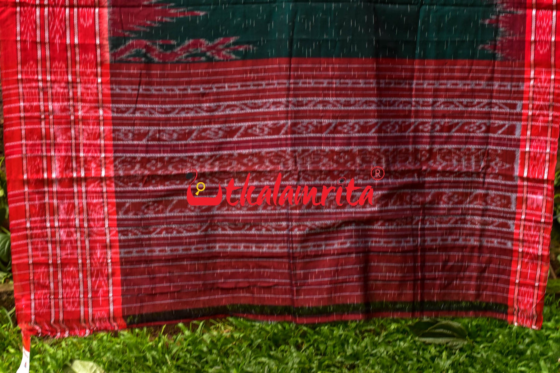 Bottlegreen Red Daali Scot Khandua Cotton