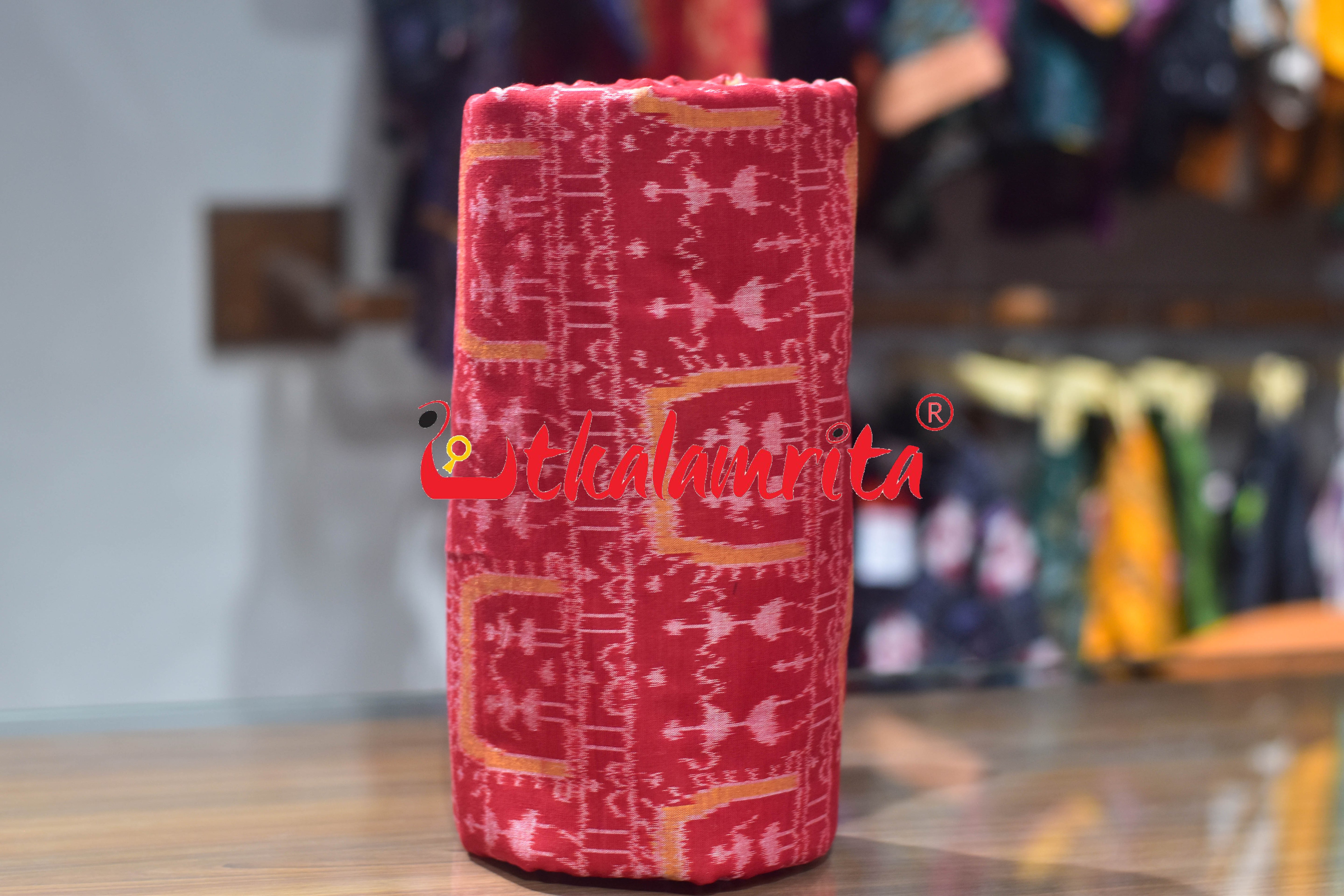 Red Yellow Tribal Sambalpuri Cotton (Fabric)