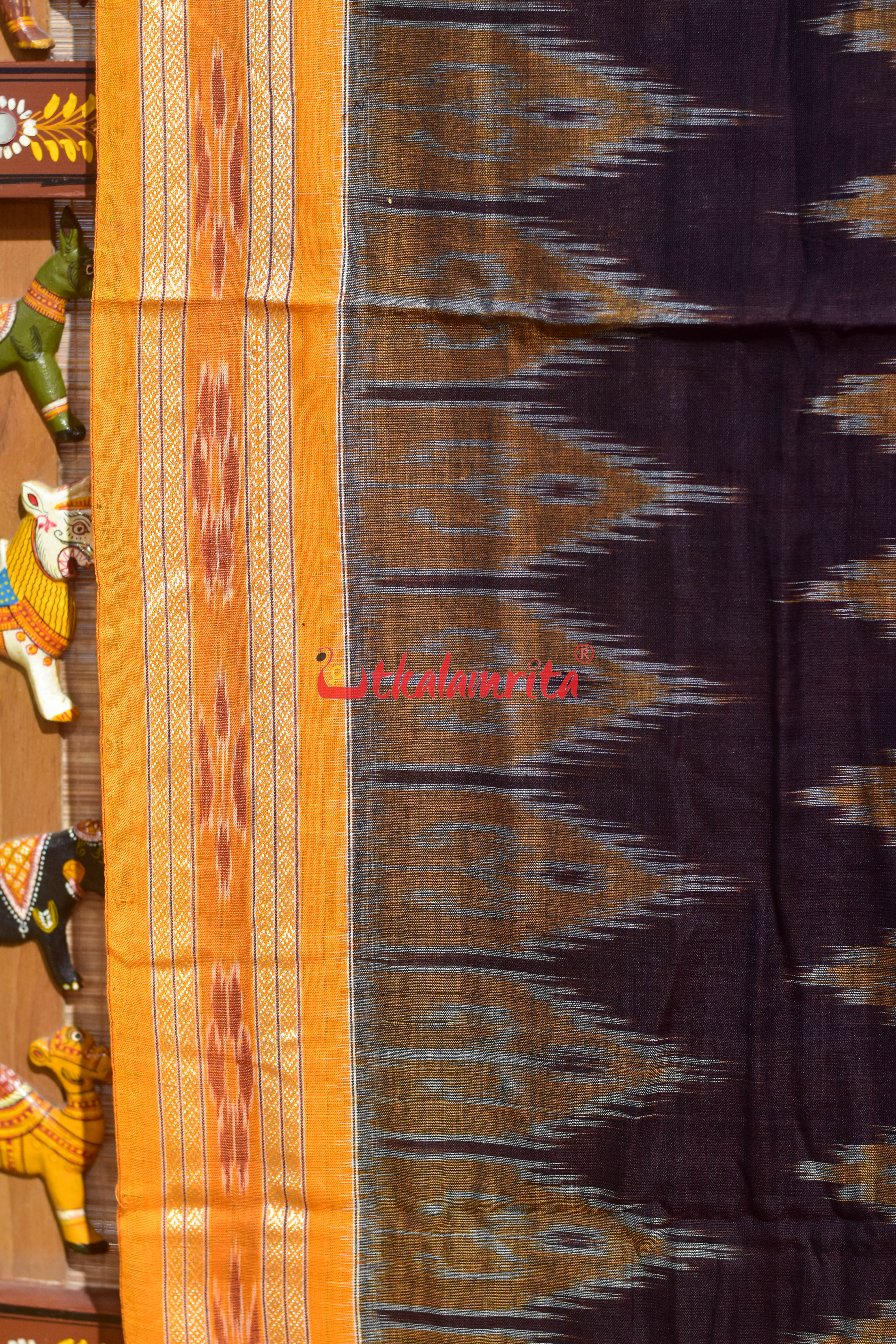 Coffee Yellow Pasapali Khandua Cotton Saree