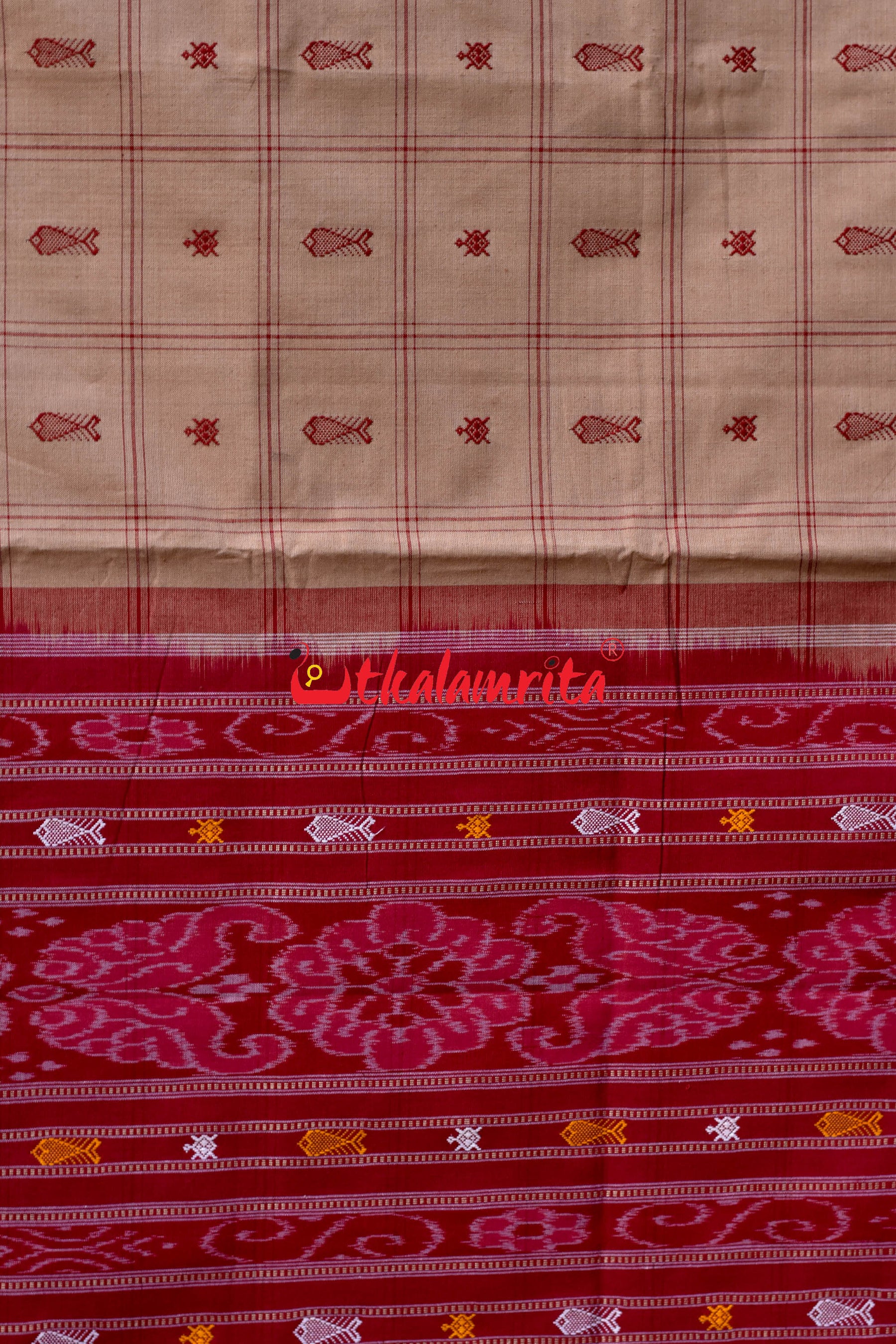 Hazar Buti Kaincha Fish Khandua Cotton Saree