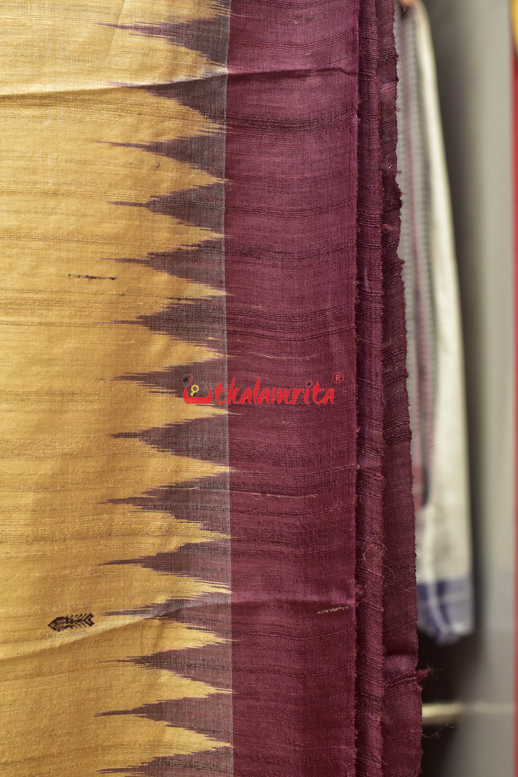 Fish Beige Coffee Jaala Work Tussar Saree