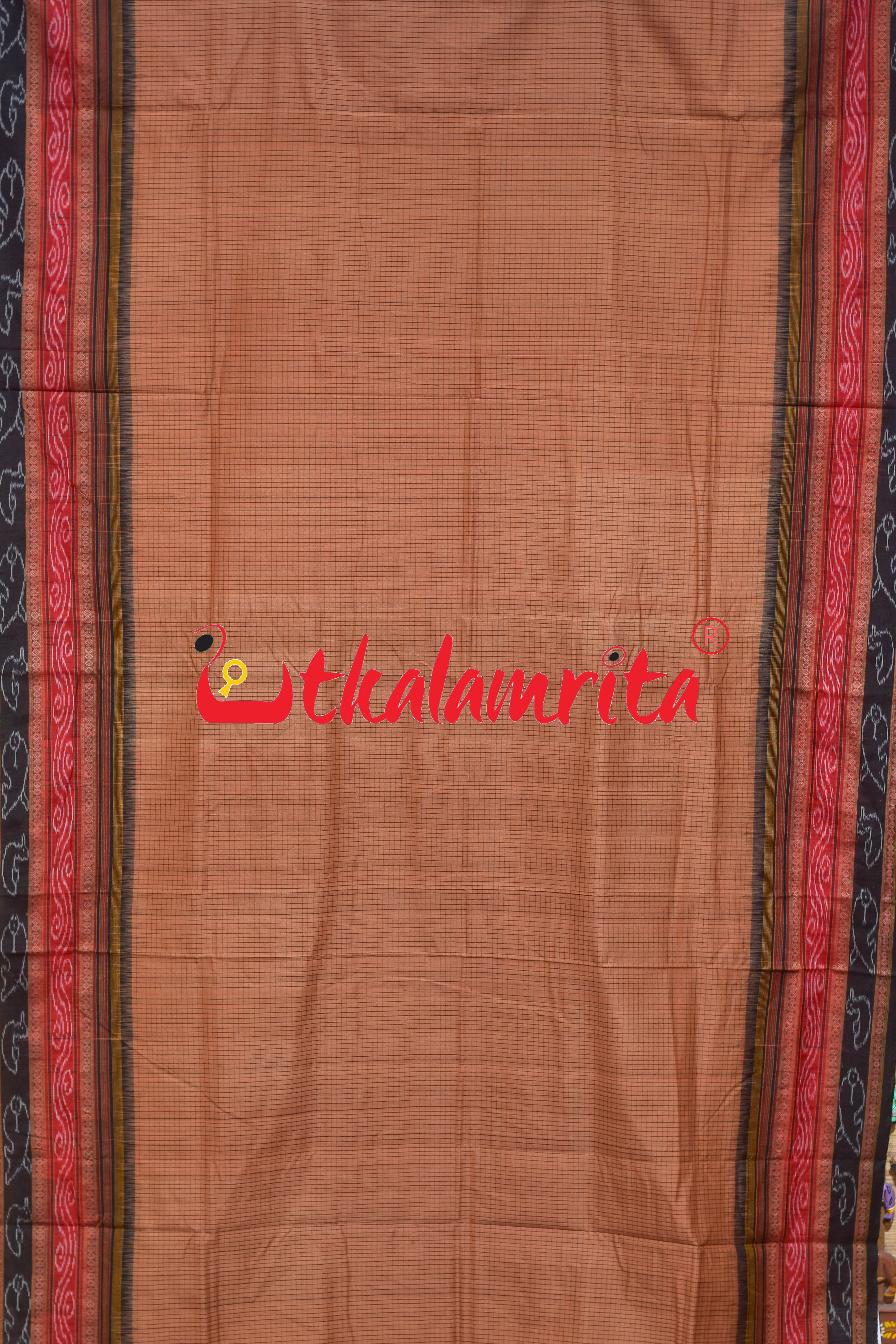 Brown Black Double Dhadi Sachipar Sambalpuri Cotton Saree