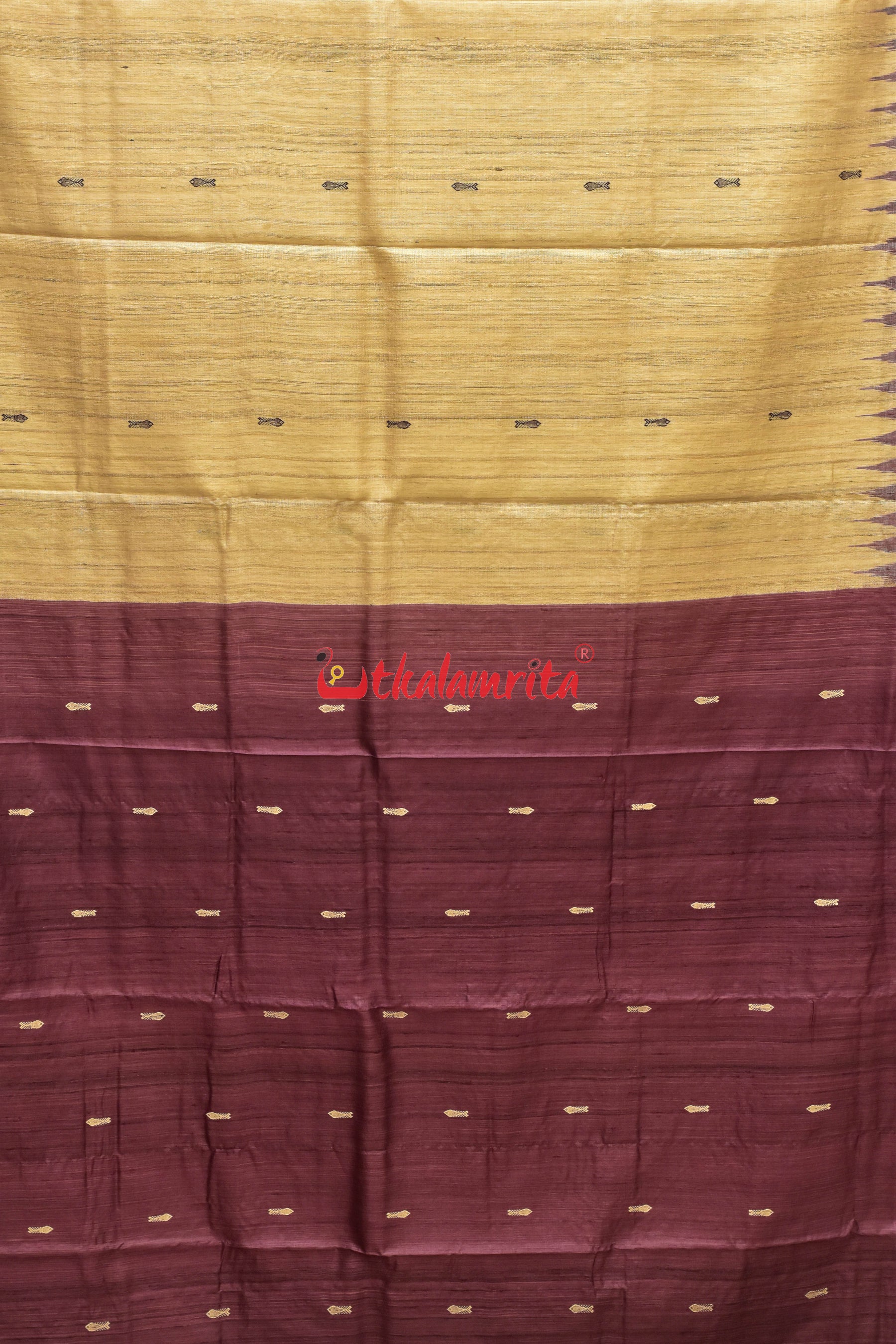 Fish Beige Coffee Jaala Work Tussar Saree