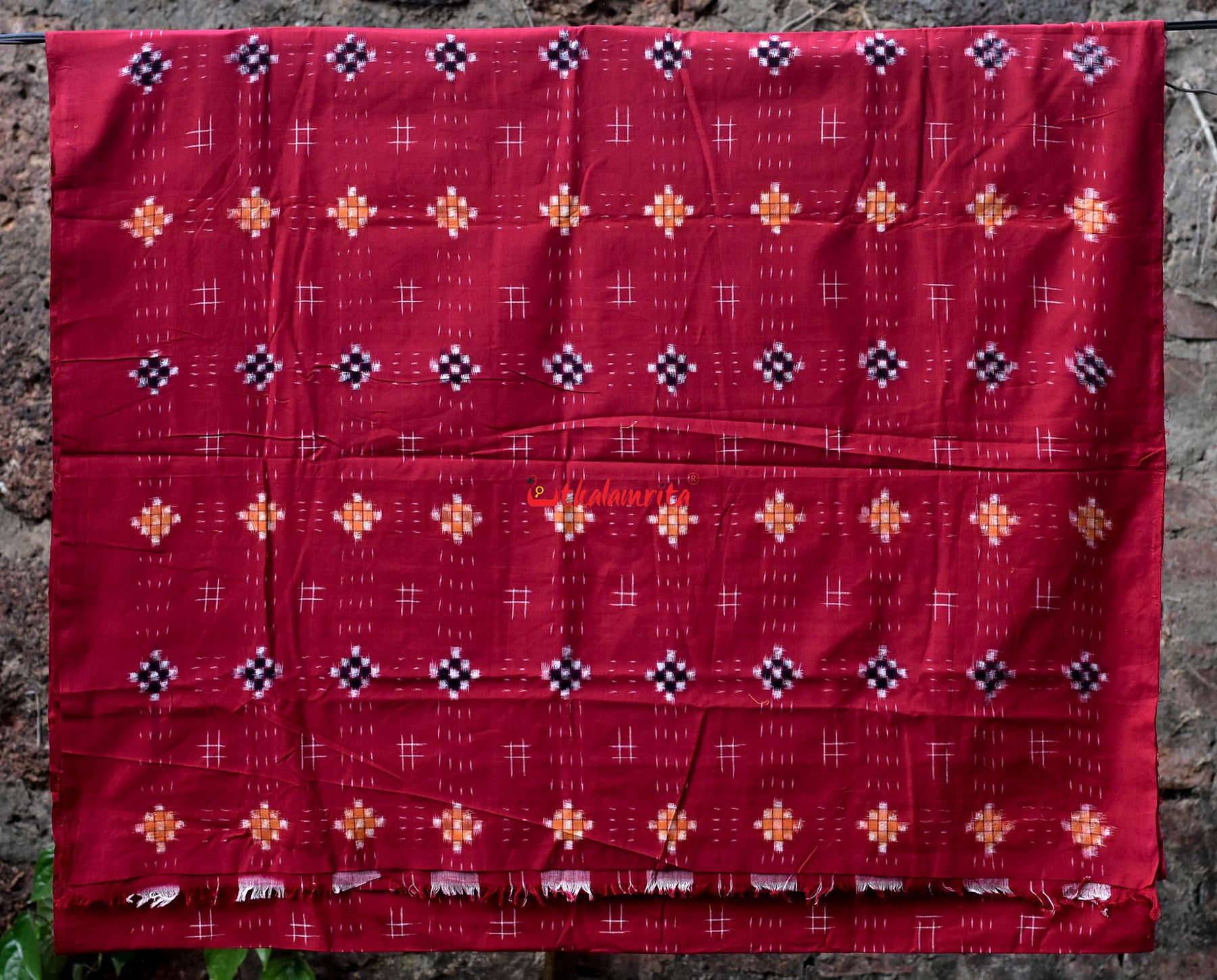 Yellow Maroon Star Sakta (Fabric)