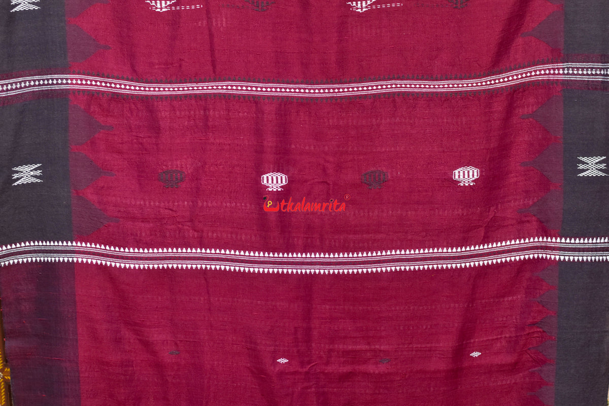 Maroon Black Adibasi Tussar Kotpad Saree