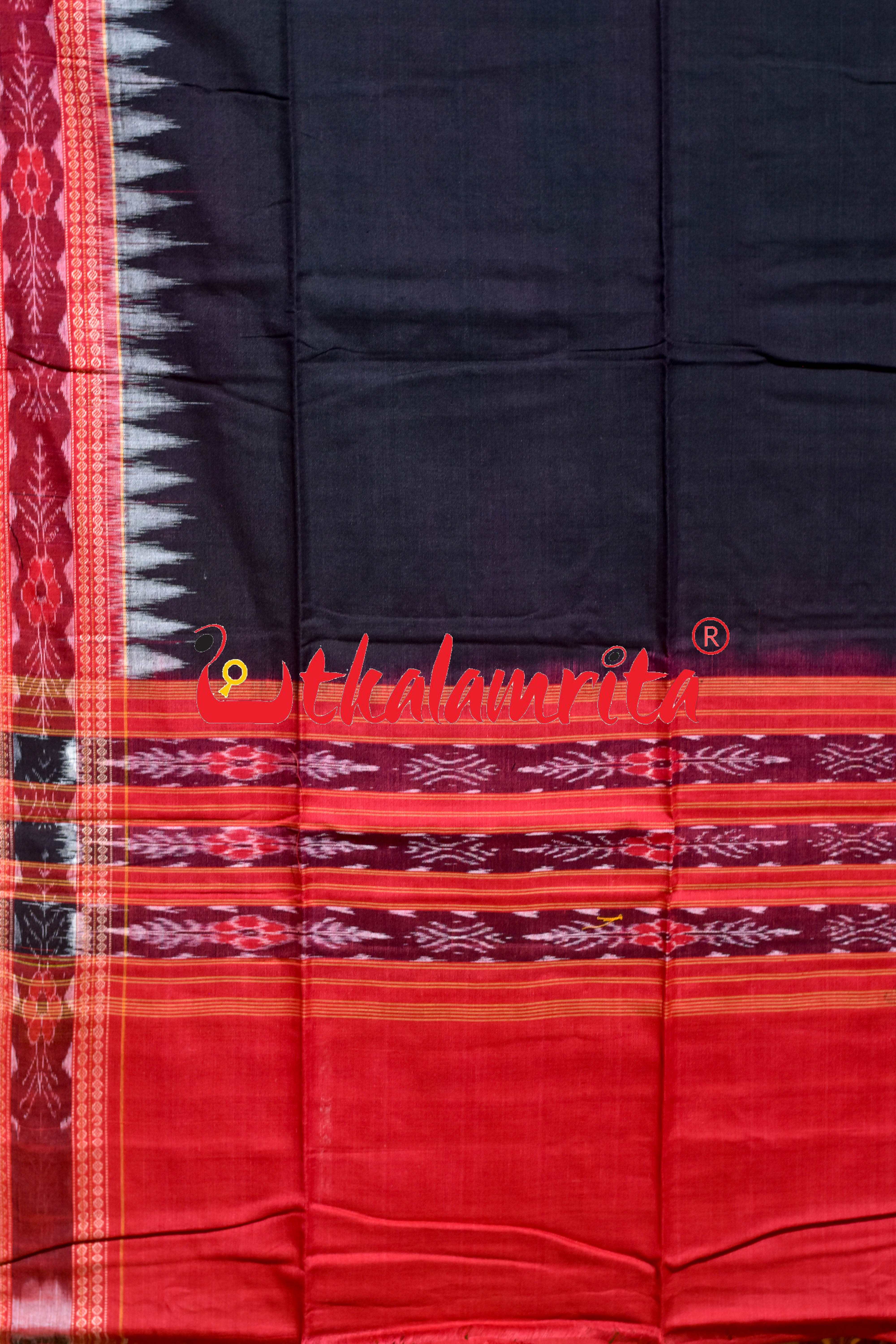 Red Black Kothi Elephants Sambalpuri Cotton Dress Set