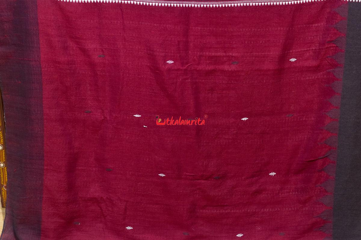 Maroon Black Adibasi Tussar Kotpad Saree
