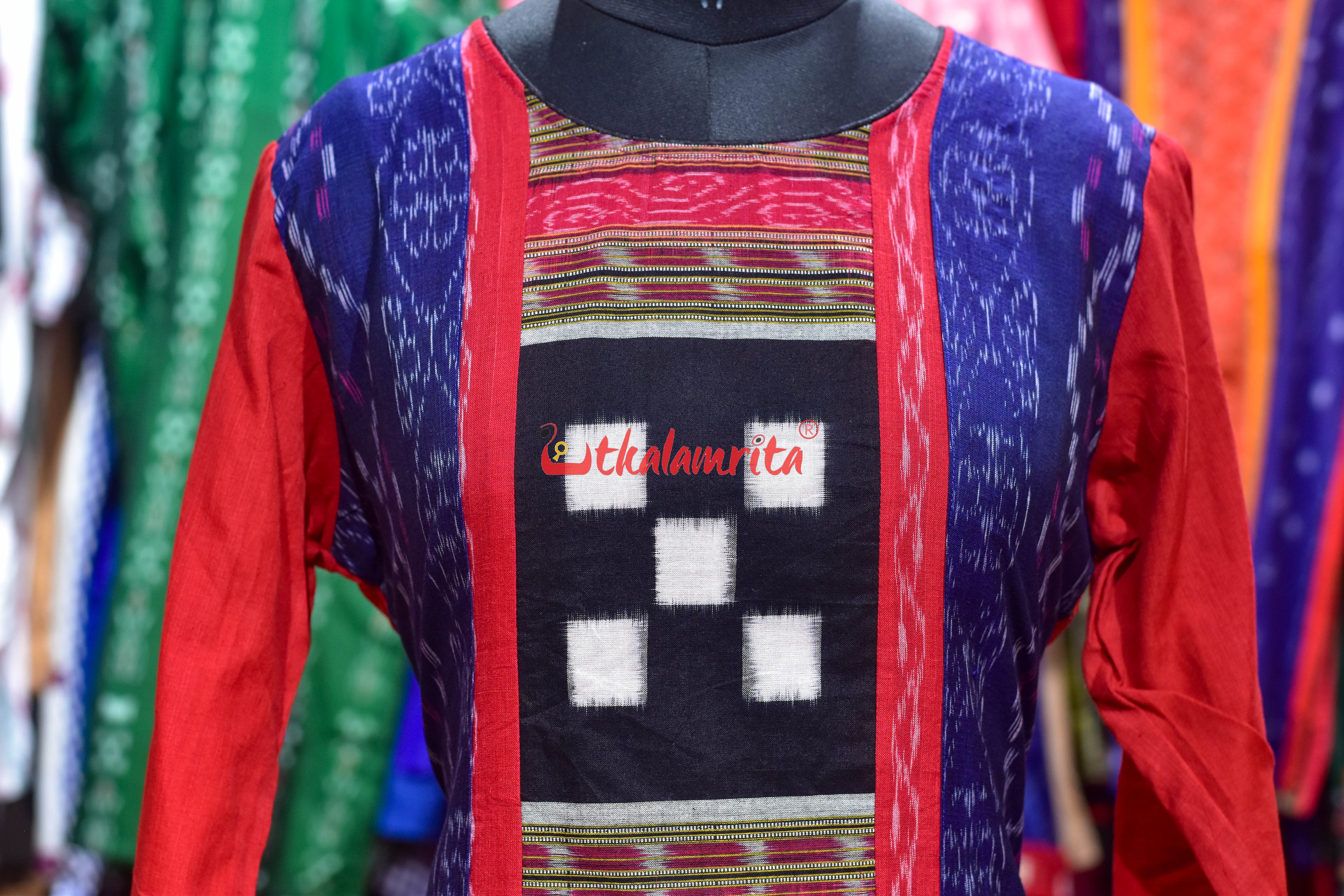 Midnight Ikat Squares (Ladies Kurti)