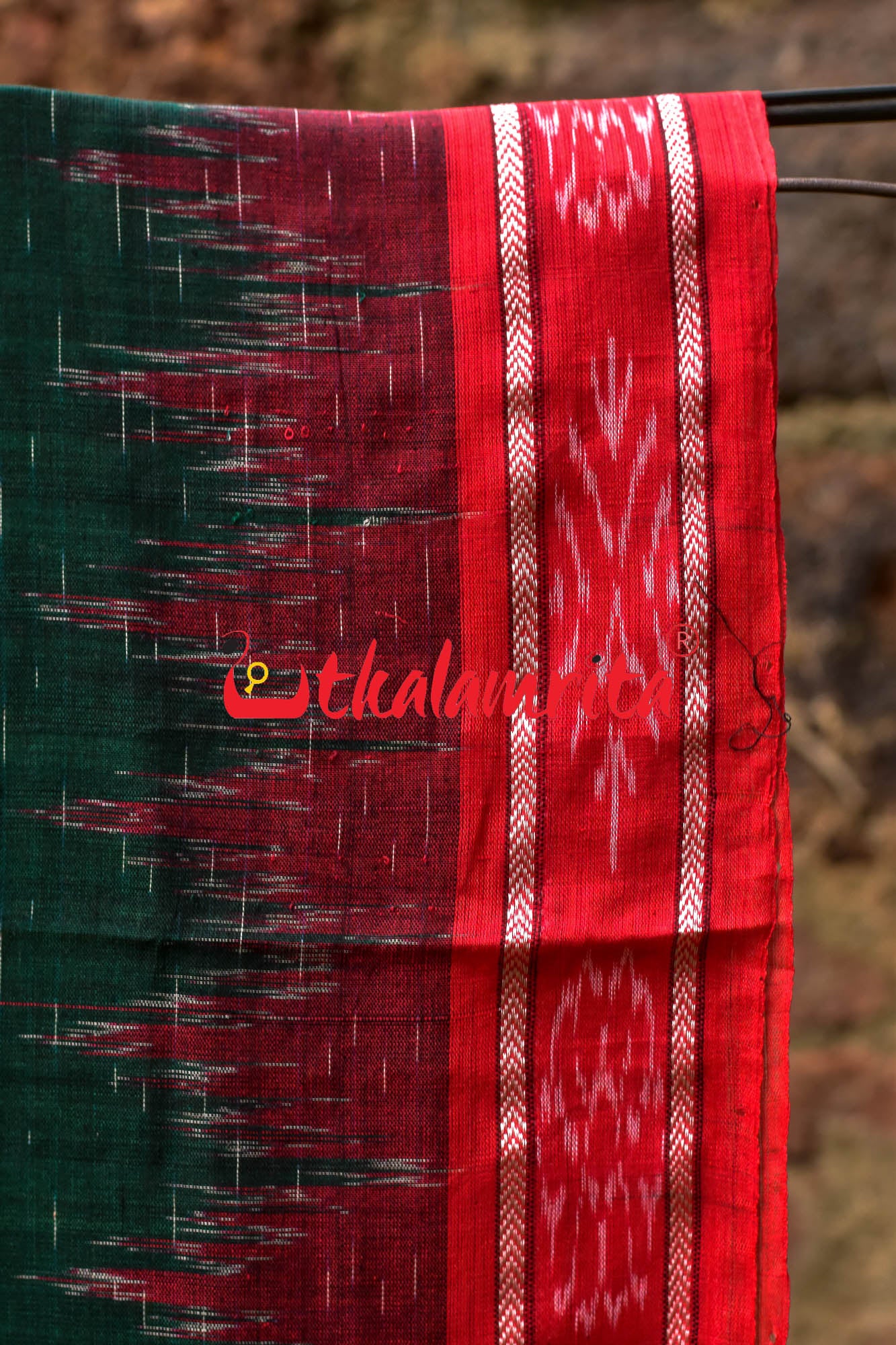 Bottlegreen Red Daali Scot Khandua Cotton