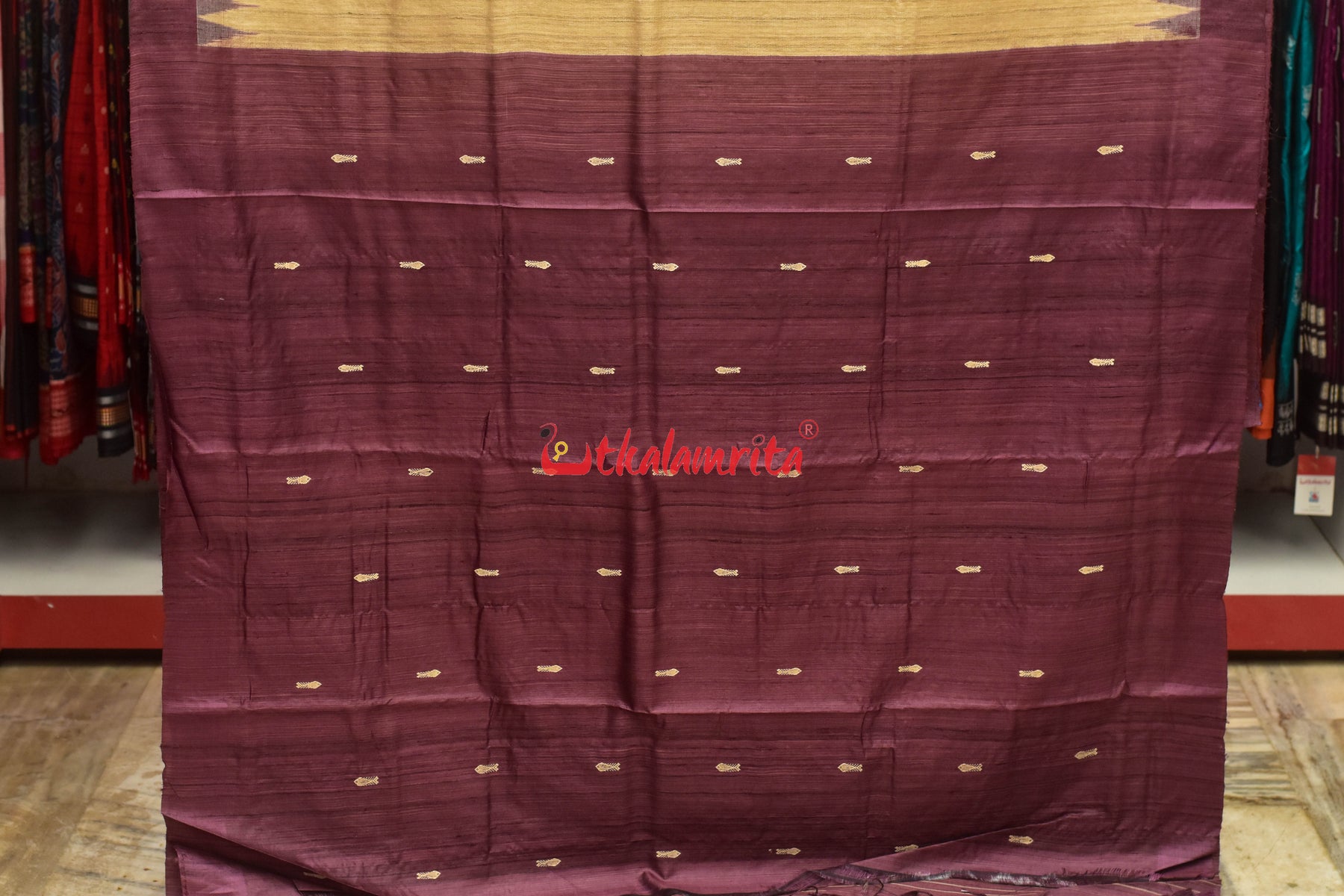 Fish Beige Coffee Jaala Work Tussar Saree