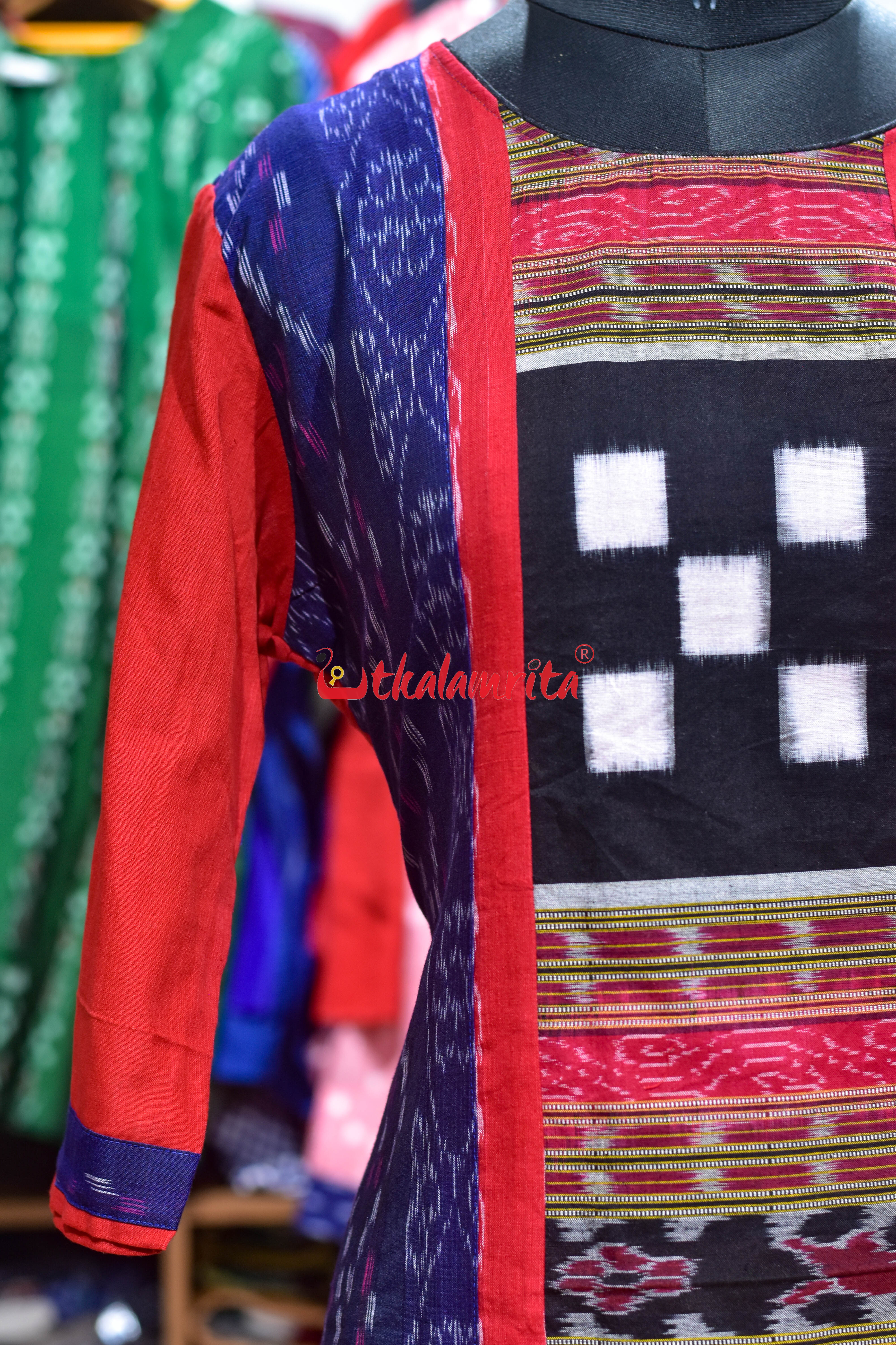 Midnight Ikat Squares (Ladies Kurti)
