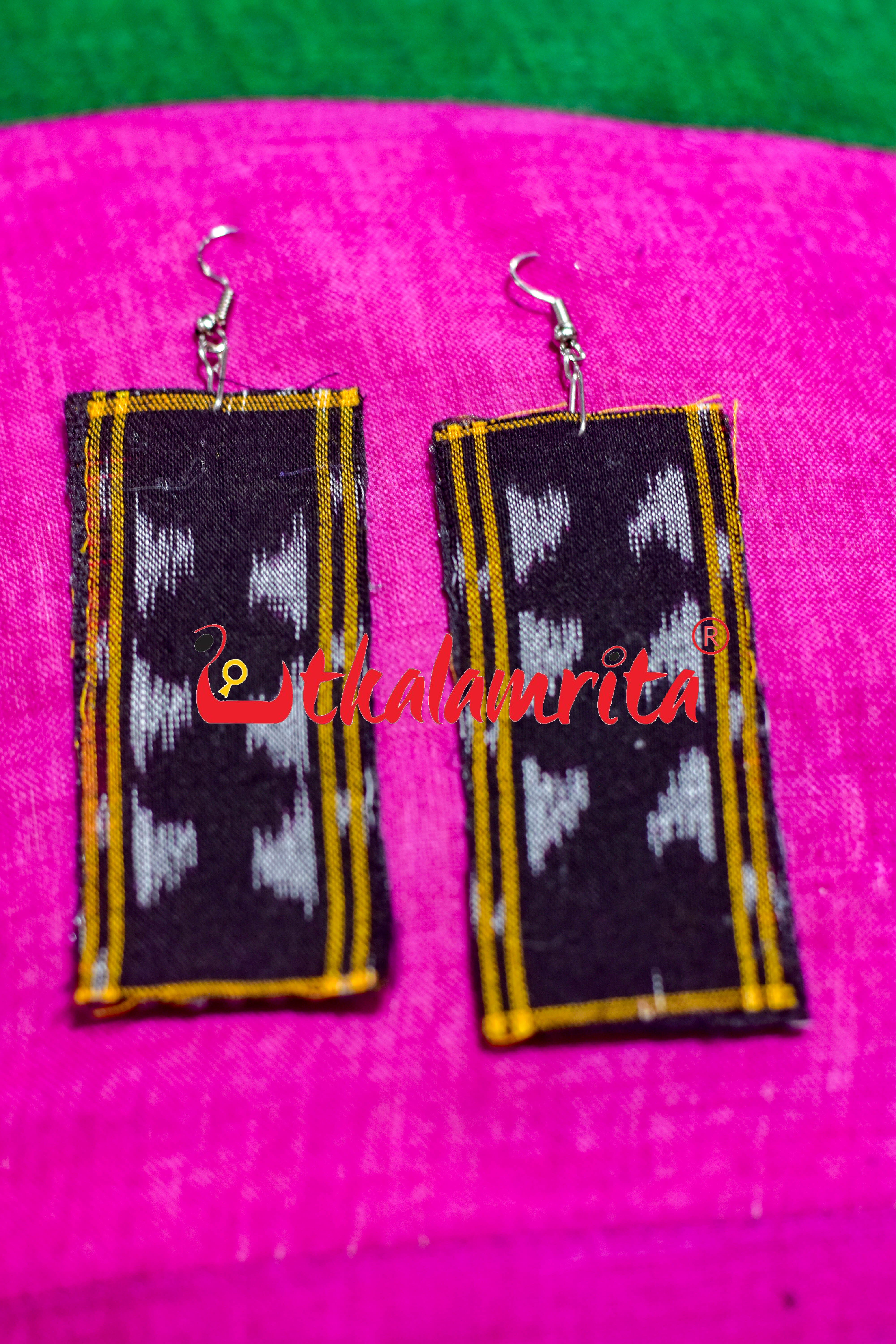 Black Golden Stock Ikat Earrings