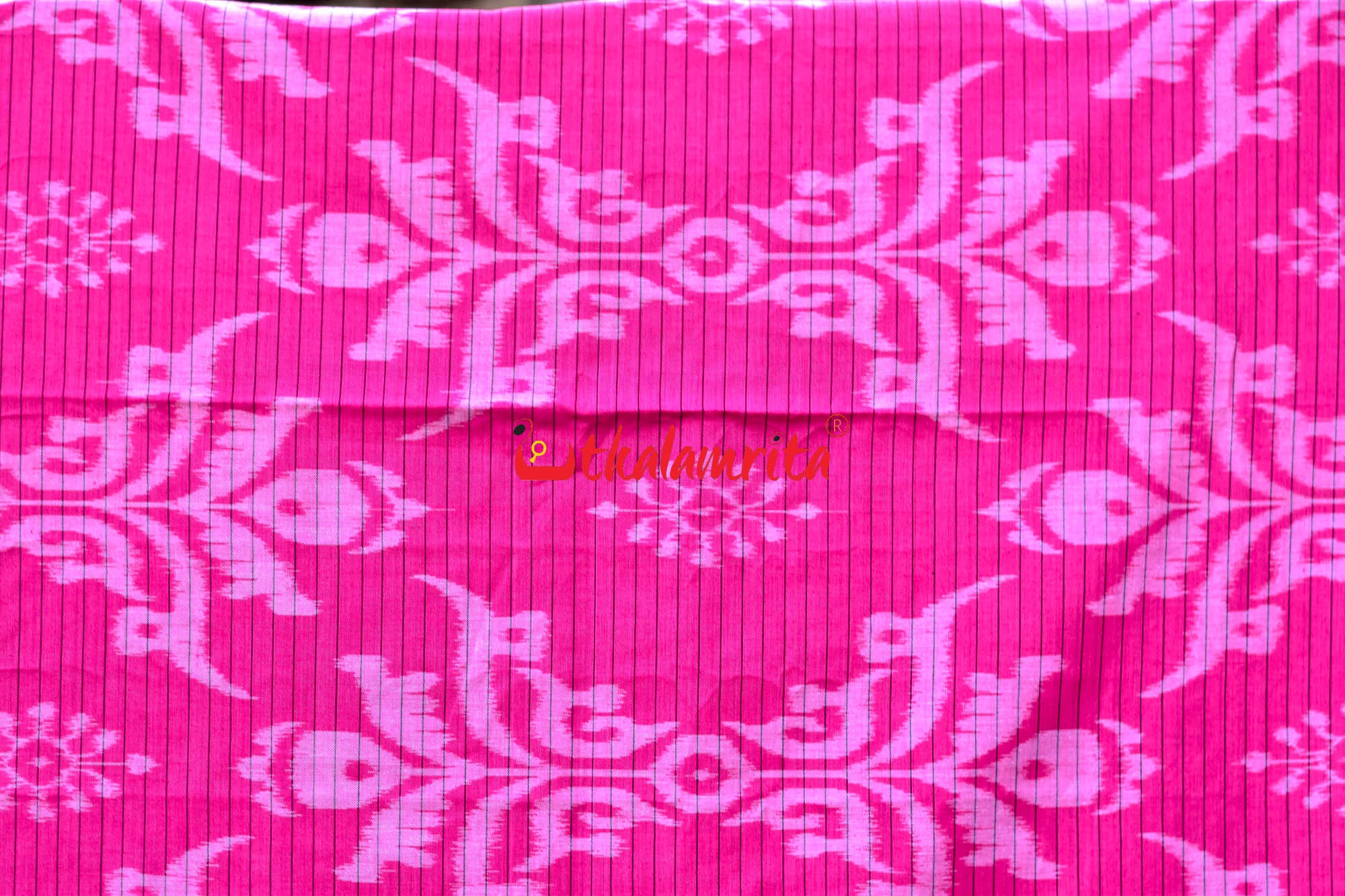 Pink Black Sankha Khandua Cotton Saree