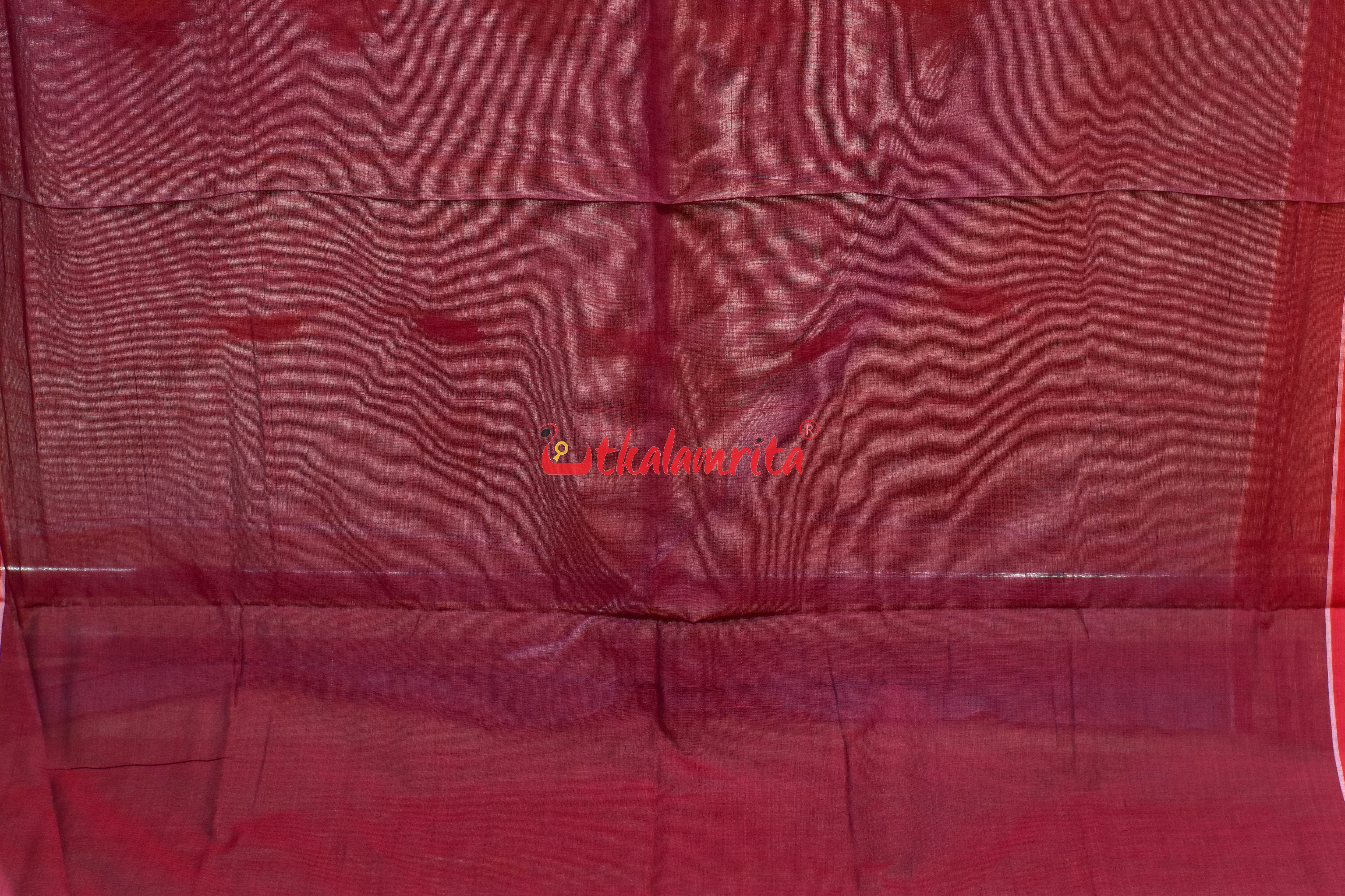 Grey Red Sakta Bomkai Cotton Saree