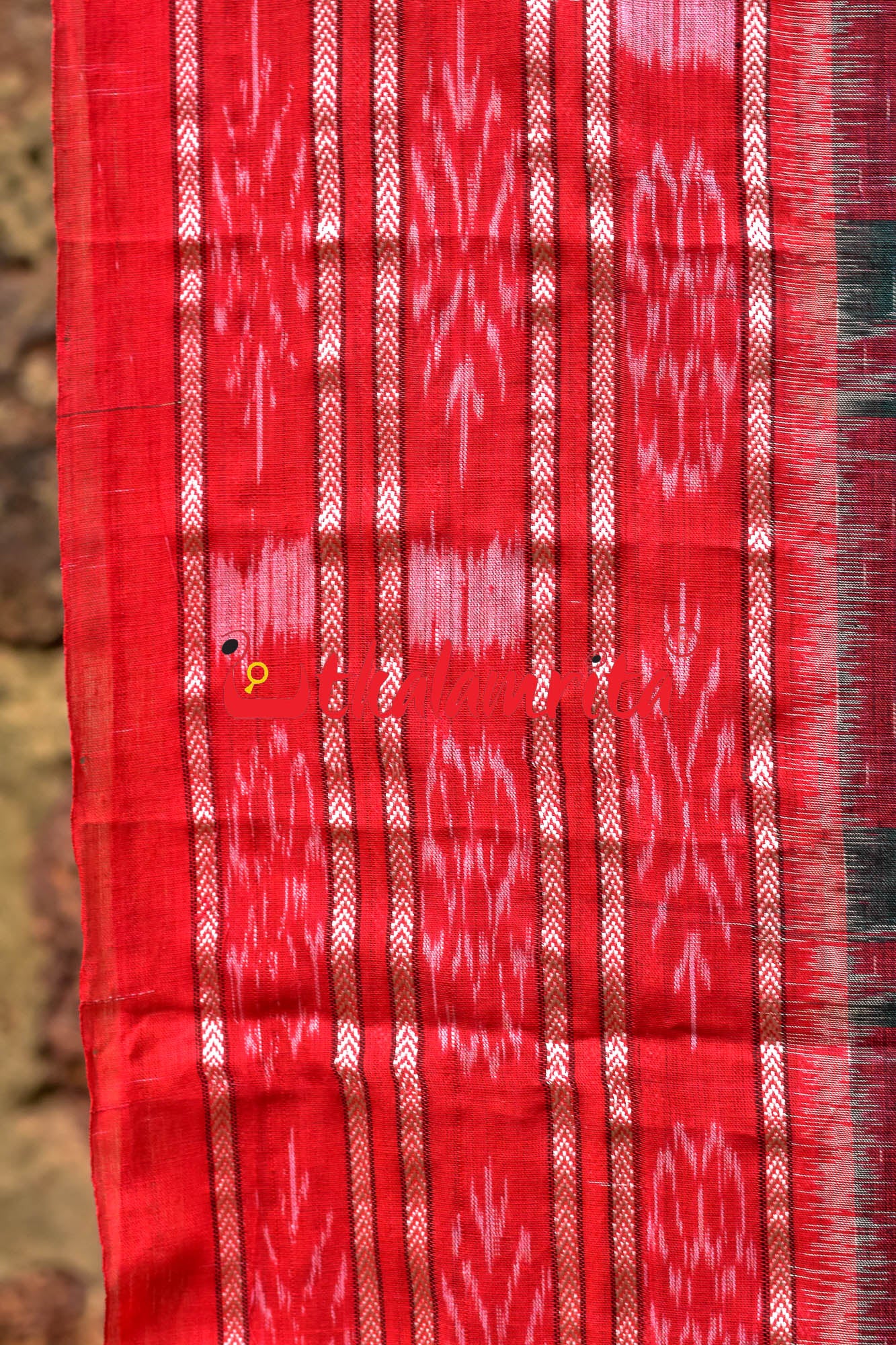 Bottlegreen Red Daali Scot Khandua Cotton