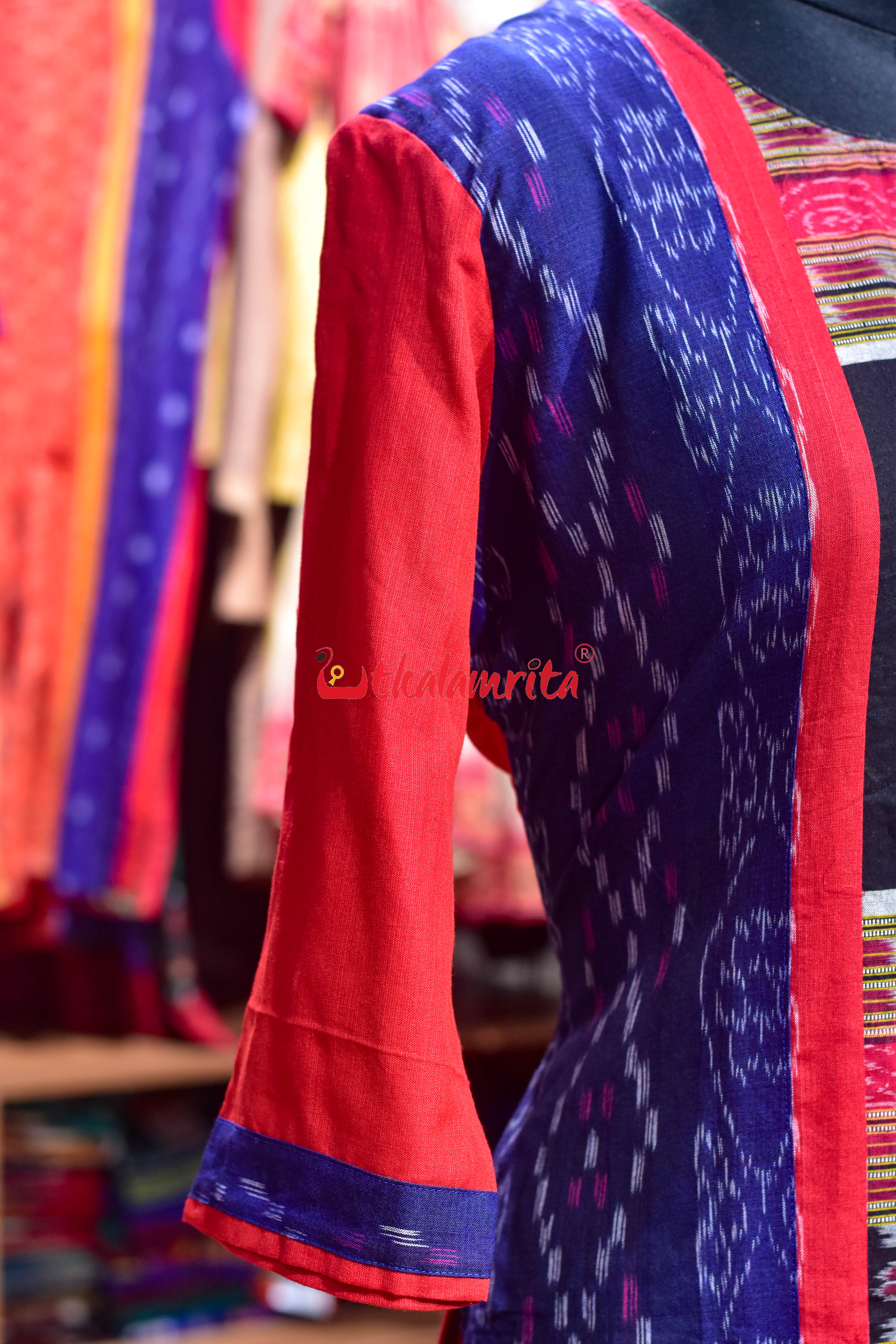 Midnight Ikat Squares (Ladies Kurti)