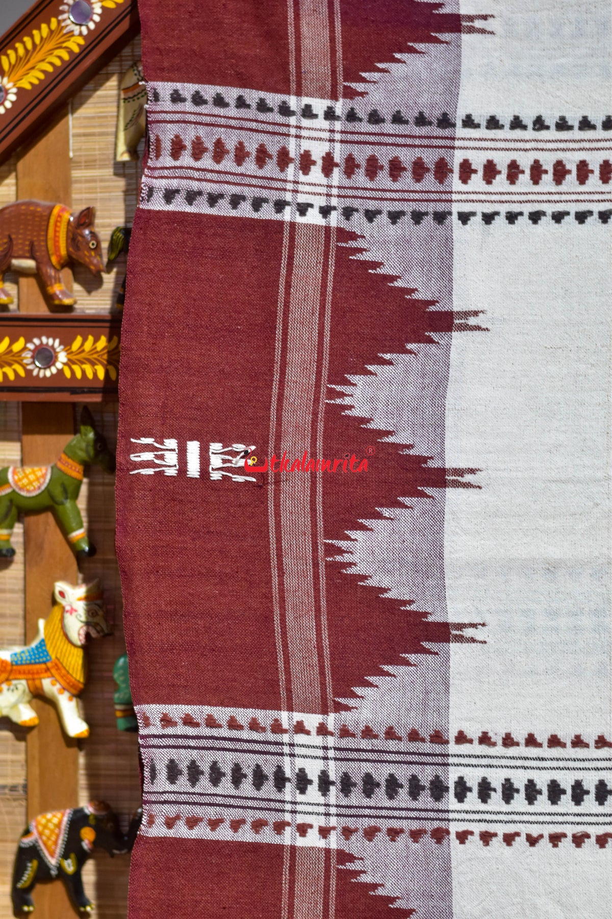Off White Black Ganga Jamuna Kotpad Cotton Saree