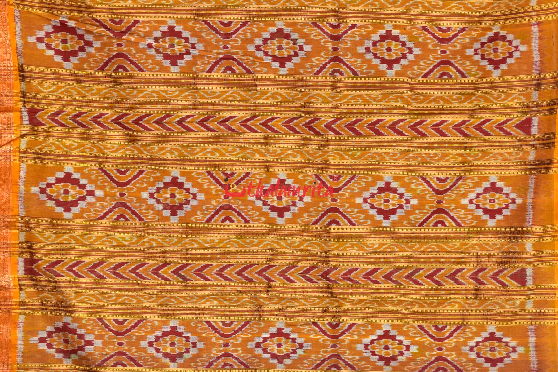Magenta Patra Tribal Khandua Silk Saree
