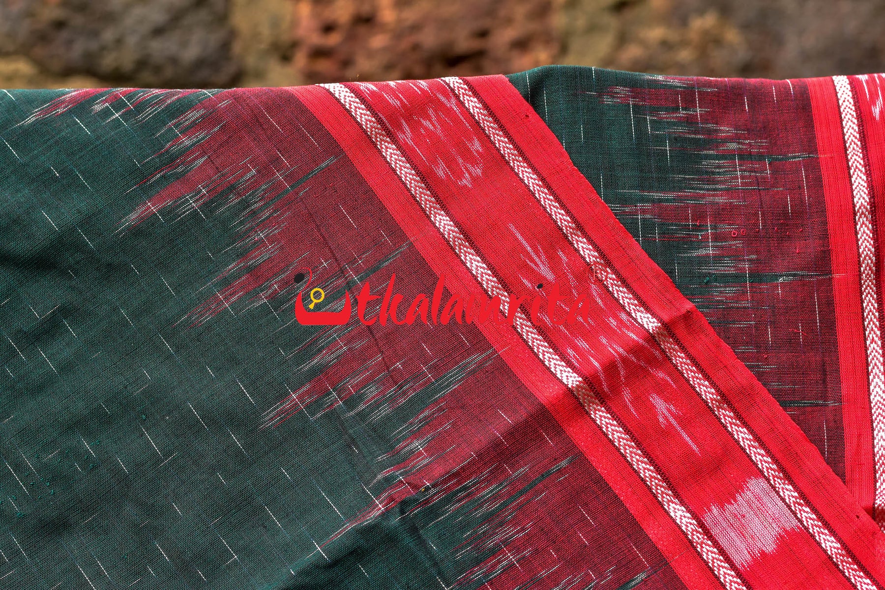 Bottlegreen Red Daali Scot Khandua Cotton