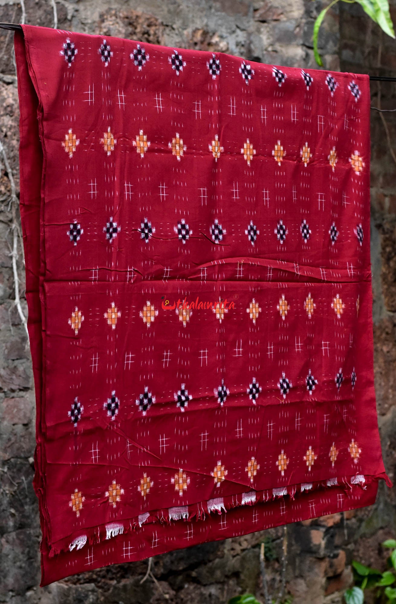Yellow Maroon Star Sakta (Fabric)