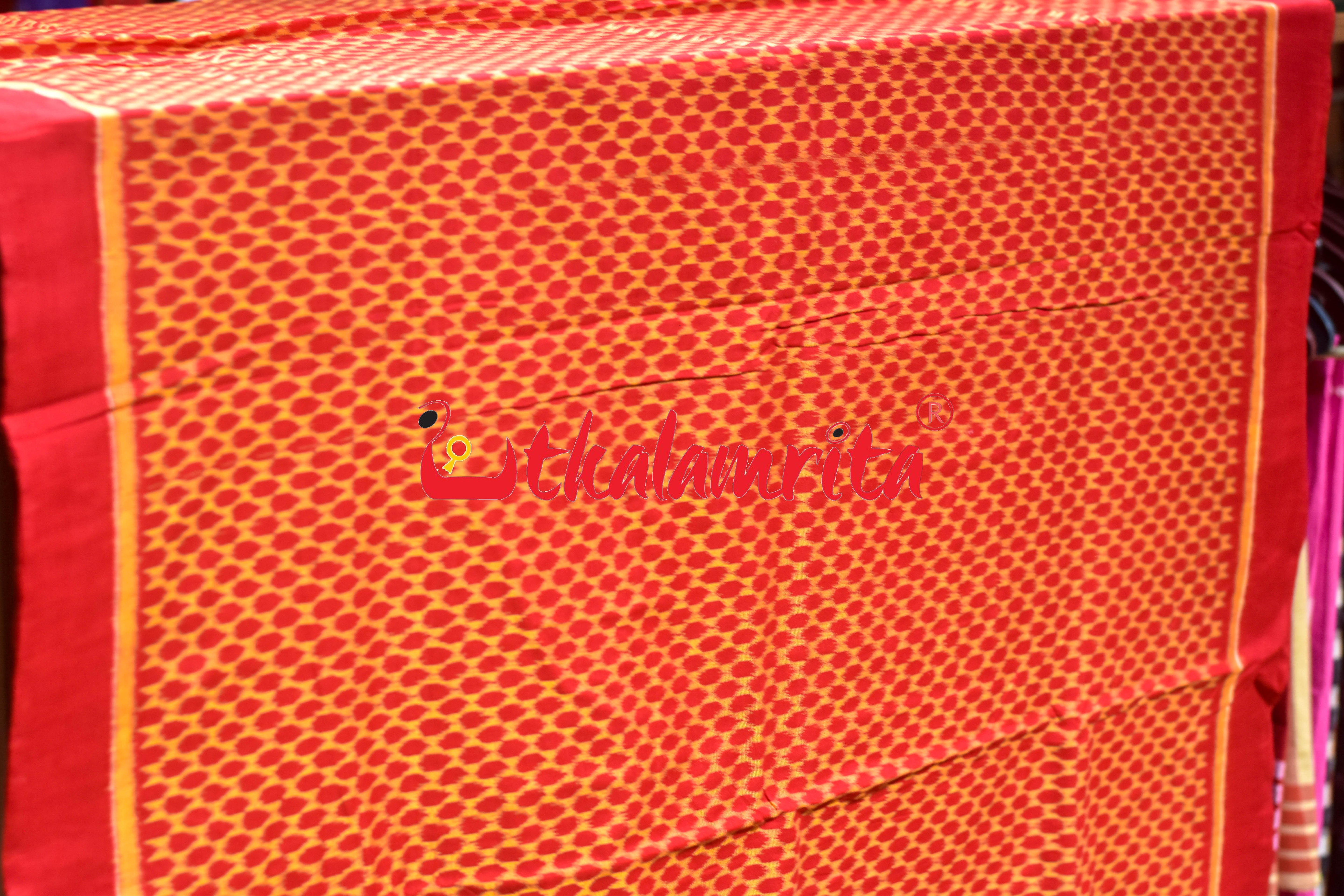 Beehives Red Yellow Sambalpuri Cotton (Fabric)