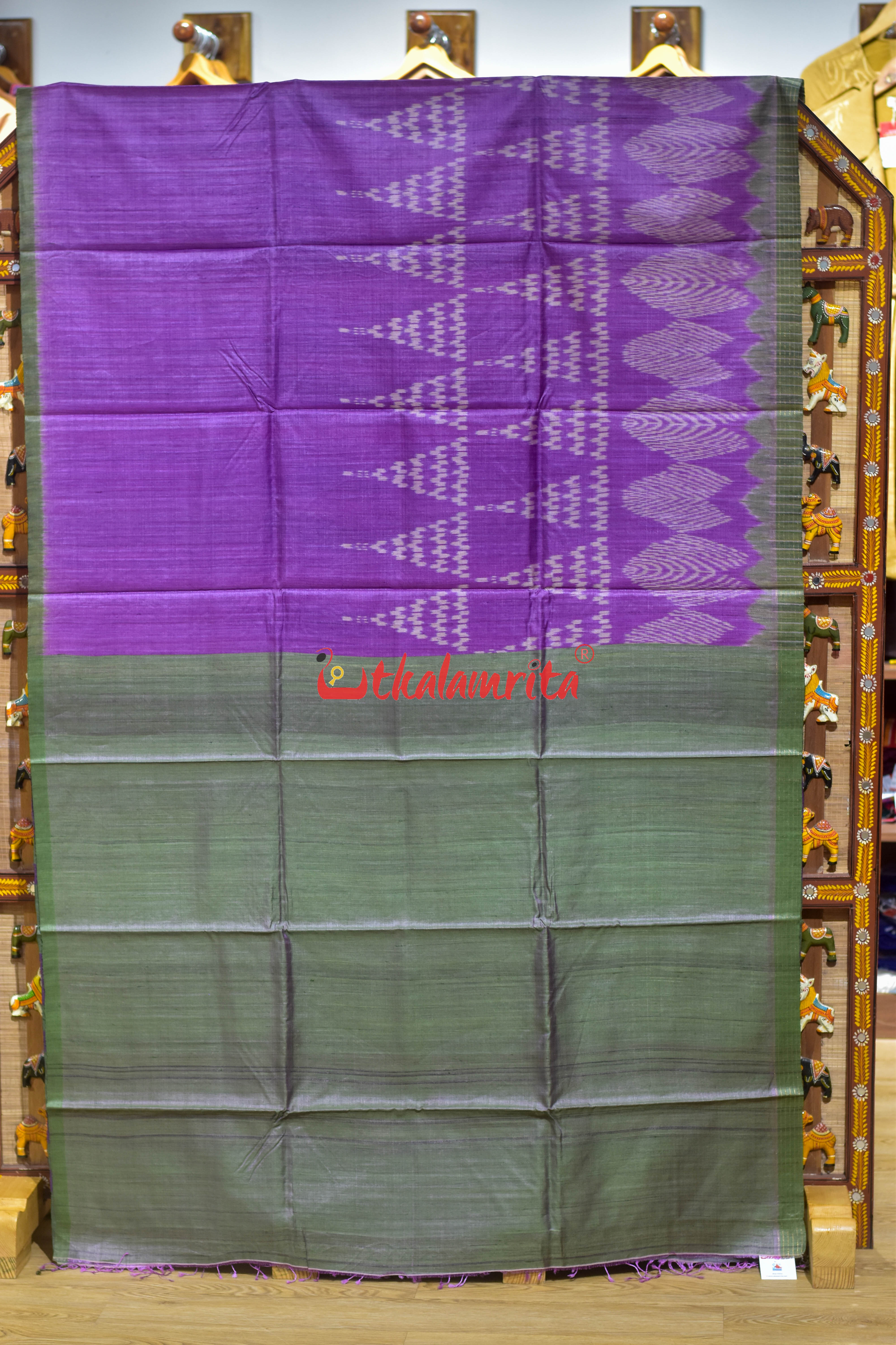 Purple Jhoti Chita Fine Gopalpur Tussar Silk Saree