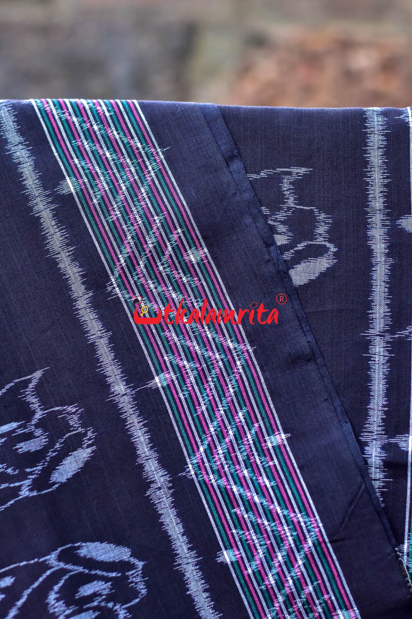 Pink Black Sankha Khandua Cotton Saree