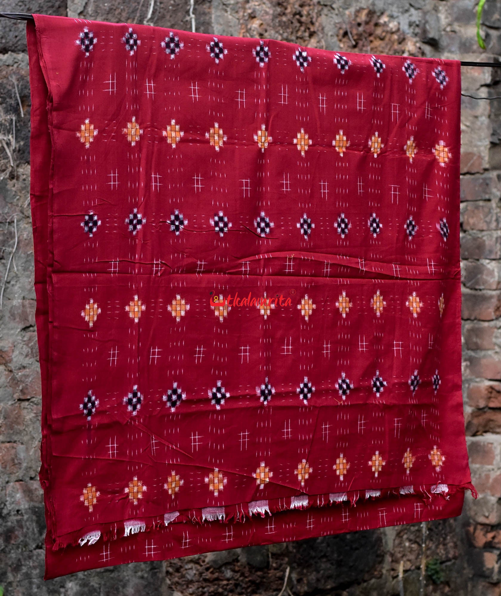 Yellow Maroon Star Sakta (Fabric)