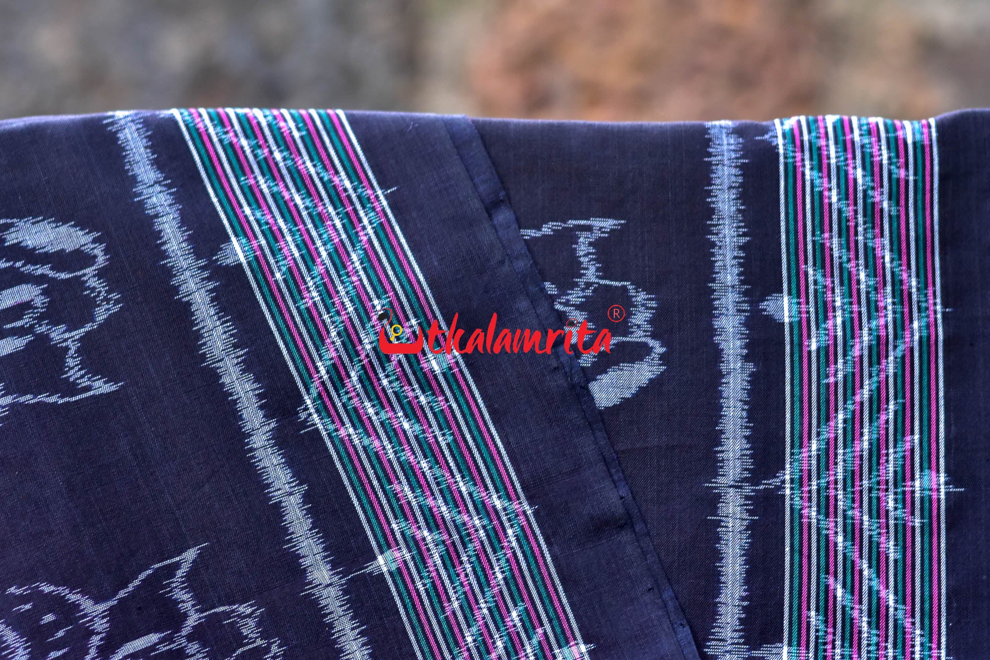 Pink Black Sankha Khandua Cotton Saree