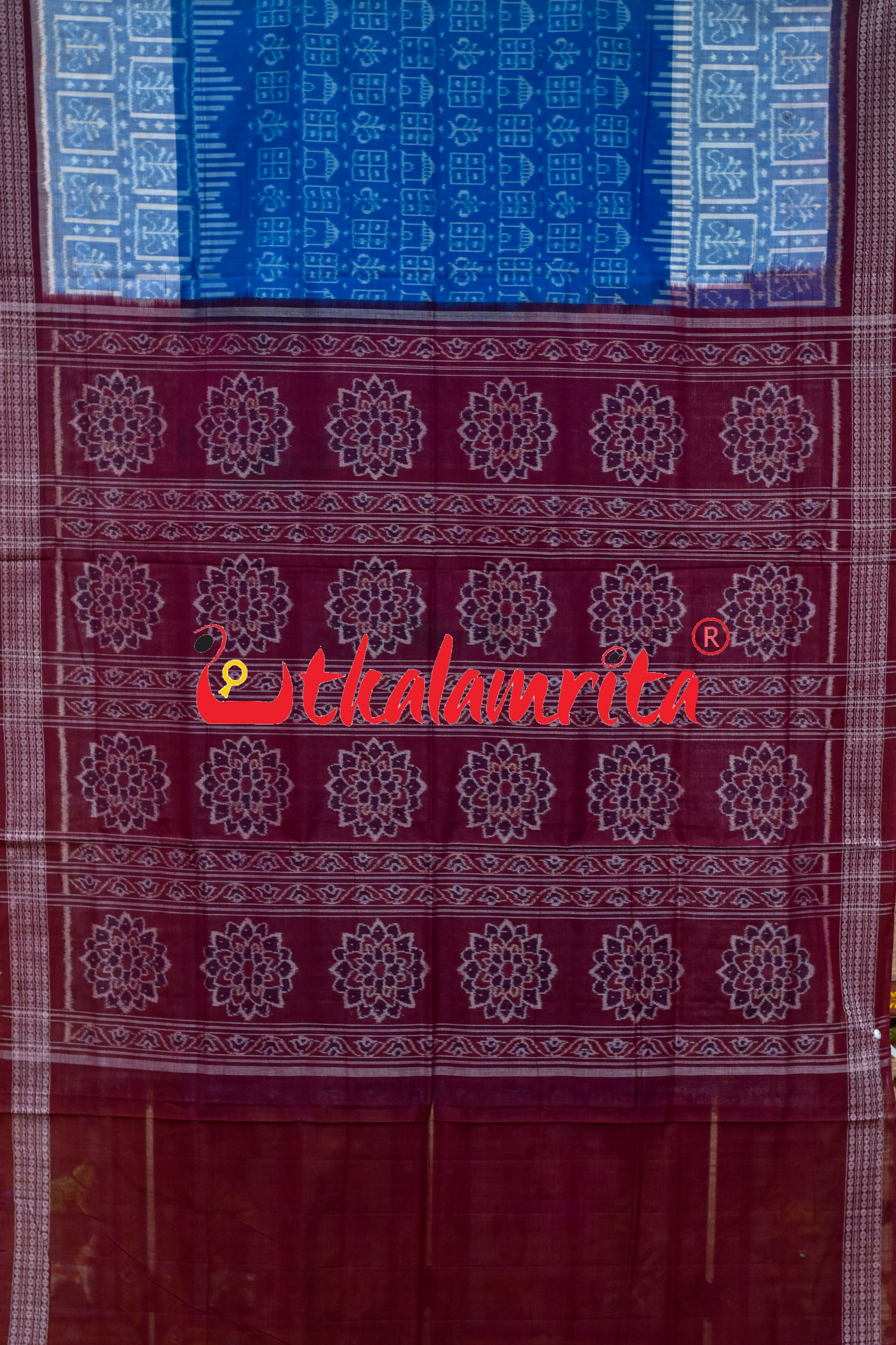 Blue Maroon Ghara Jharaka Sambalpuri Cotton Saree