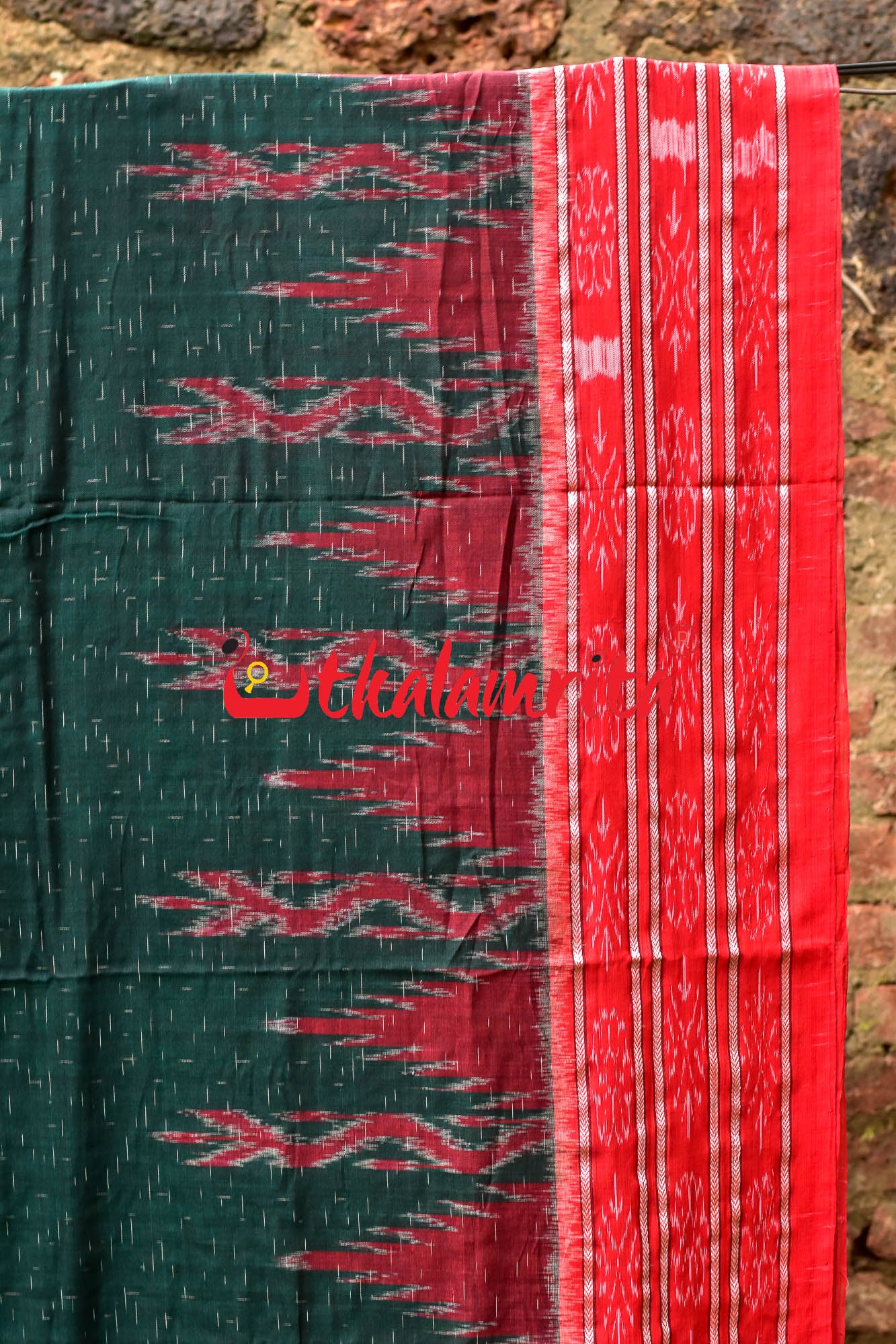 Bottlegreen Red Daali Scot Khandua Cotton