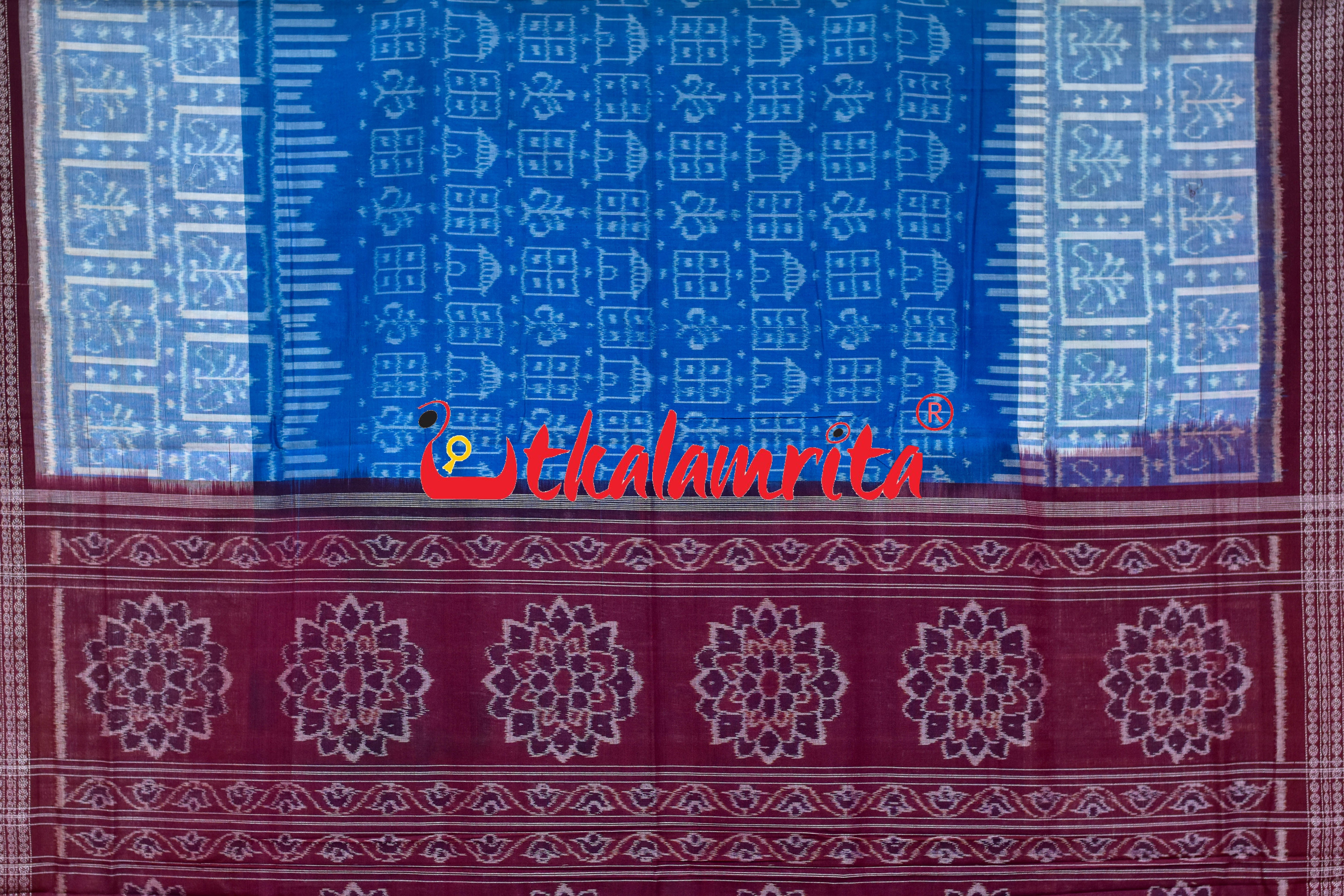 Blue Maroon Ghara Jharaka Sambalpuri Cotton Saree